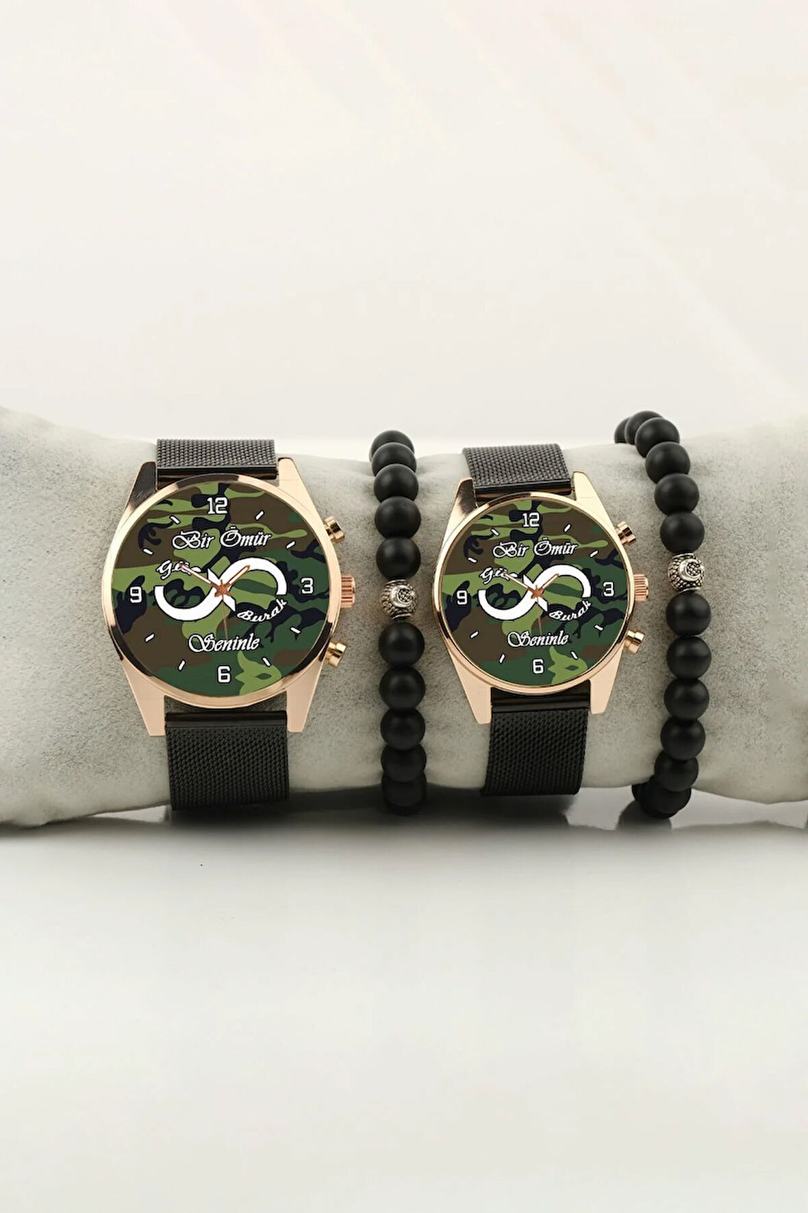 Asker Çift Kol Saati Bir Ömür Seninle isim Yazılabilir Sevgiliye Bileklik Hediye