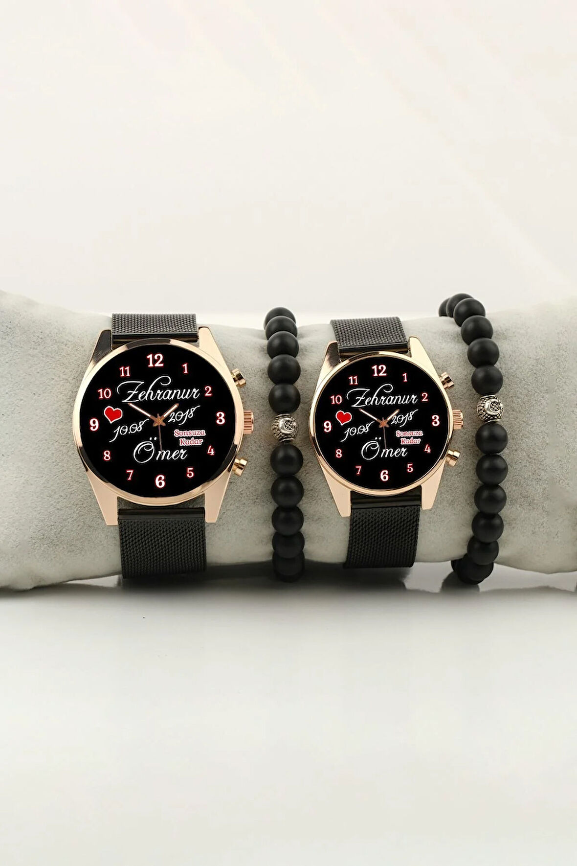 Sevgili İsimler Çift Kol Saati isim ve Tarih Yazılabilir Sevgiliye Bay Bileklik Hediye