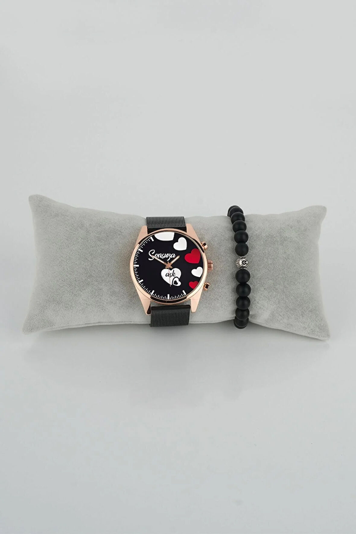 Sevgili Saati Sonsuza Aşk Minimalist Kalpler Erkek Kol Saati Bileklik Hediye