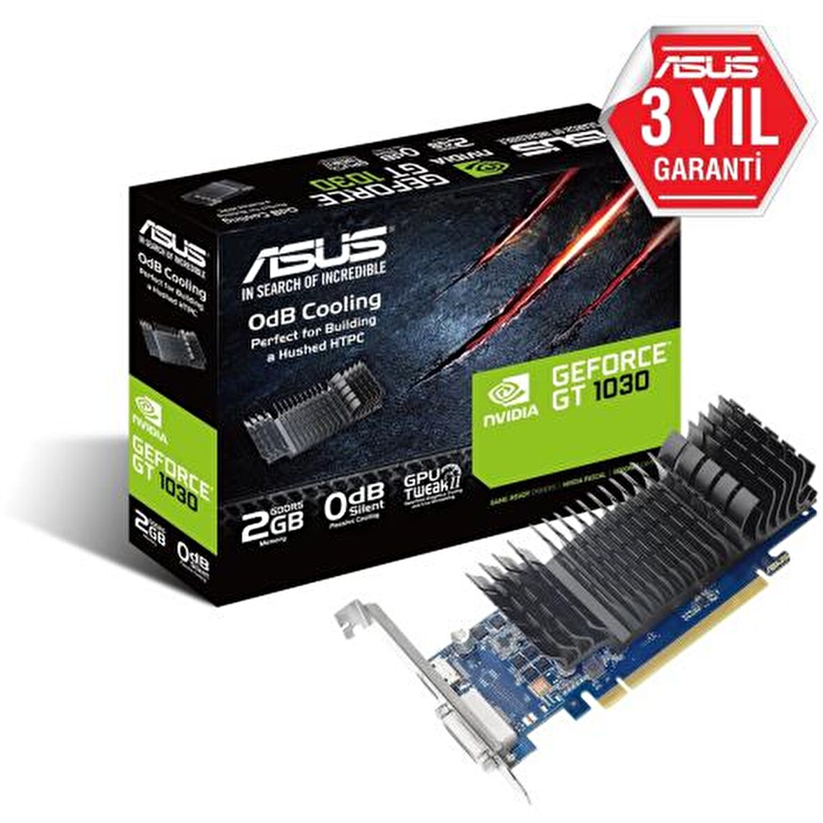ASUS GT1030-SL-2G-BRK, 2Gb, GDDR5, 64Bit, 1xDVI, 1xHDMI, GAMING Ekran Kartı