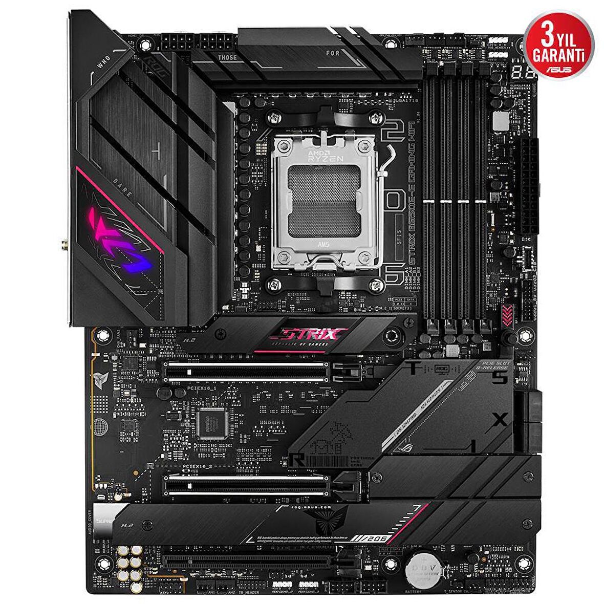ASUS ROG STRIX B650E-E GAMING WIFI, 4xDDR5, 4x M2, HDMI, DP, 2xType-C, Wi-Fi 6E, Bluetooth v5.2, AMD Ryzen 7000 Serisi, AM5 Soket Anakart