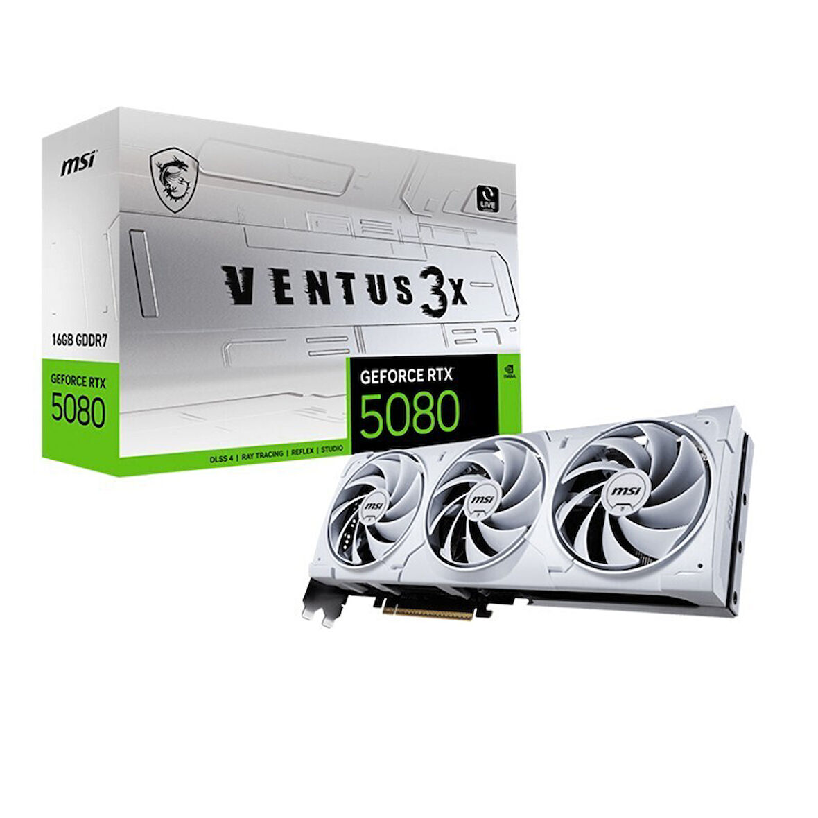 MSI VGA GEFORCE RTX 5080 16G VENTUS 3X OC WHITE RTX5080 16GB GDRR7 256 B DX12 PCIE 5.0 X16 (3XDP 1XHDMI)