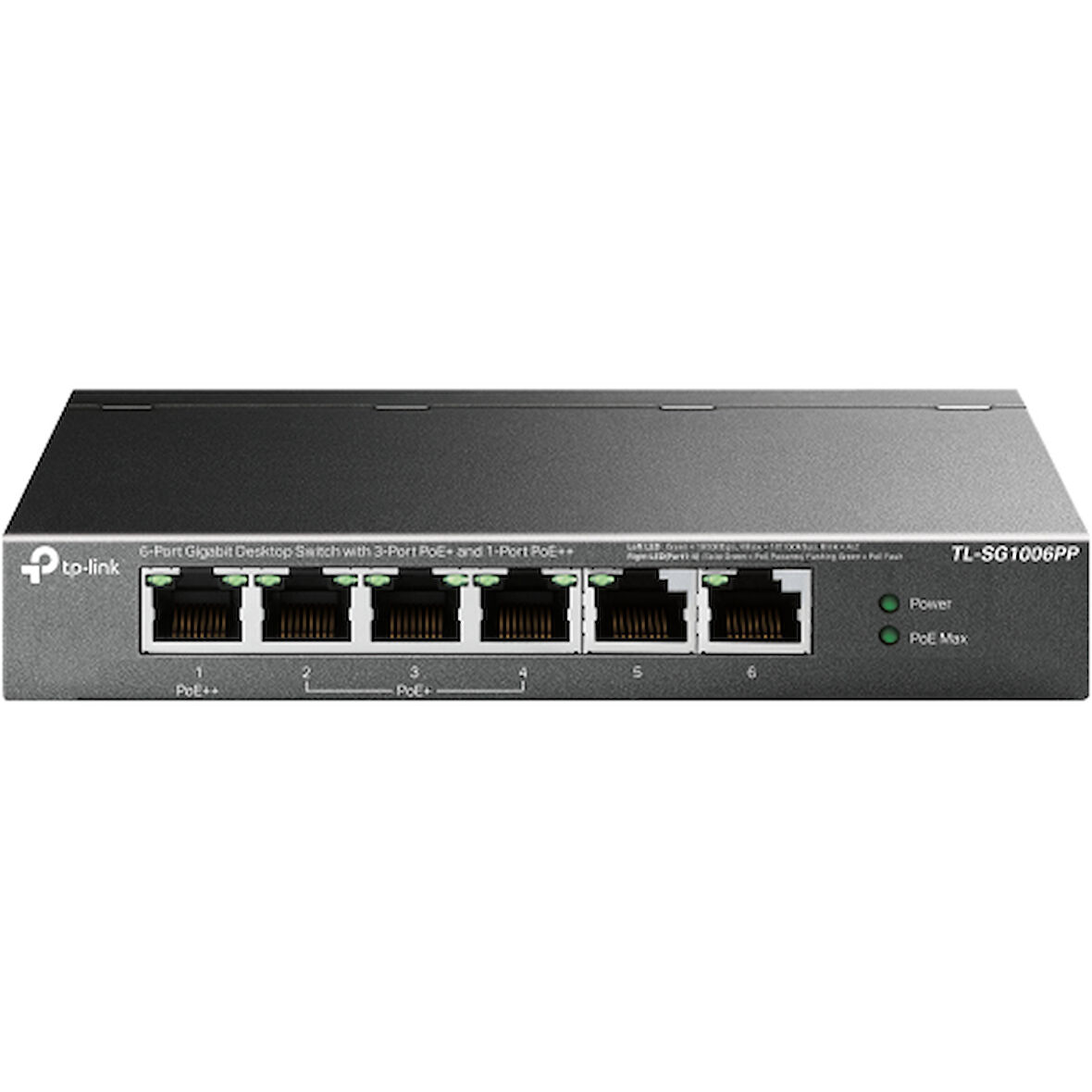 TP-LINK TL-SG1006PP 6 Port, GigaBit, Metal Kasa, 4 Port PoE, 64W, Yönetilemez, Masaüstü Switch