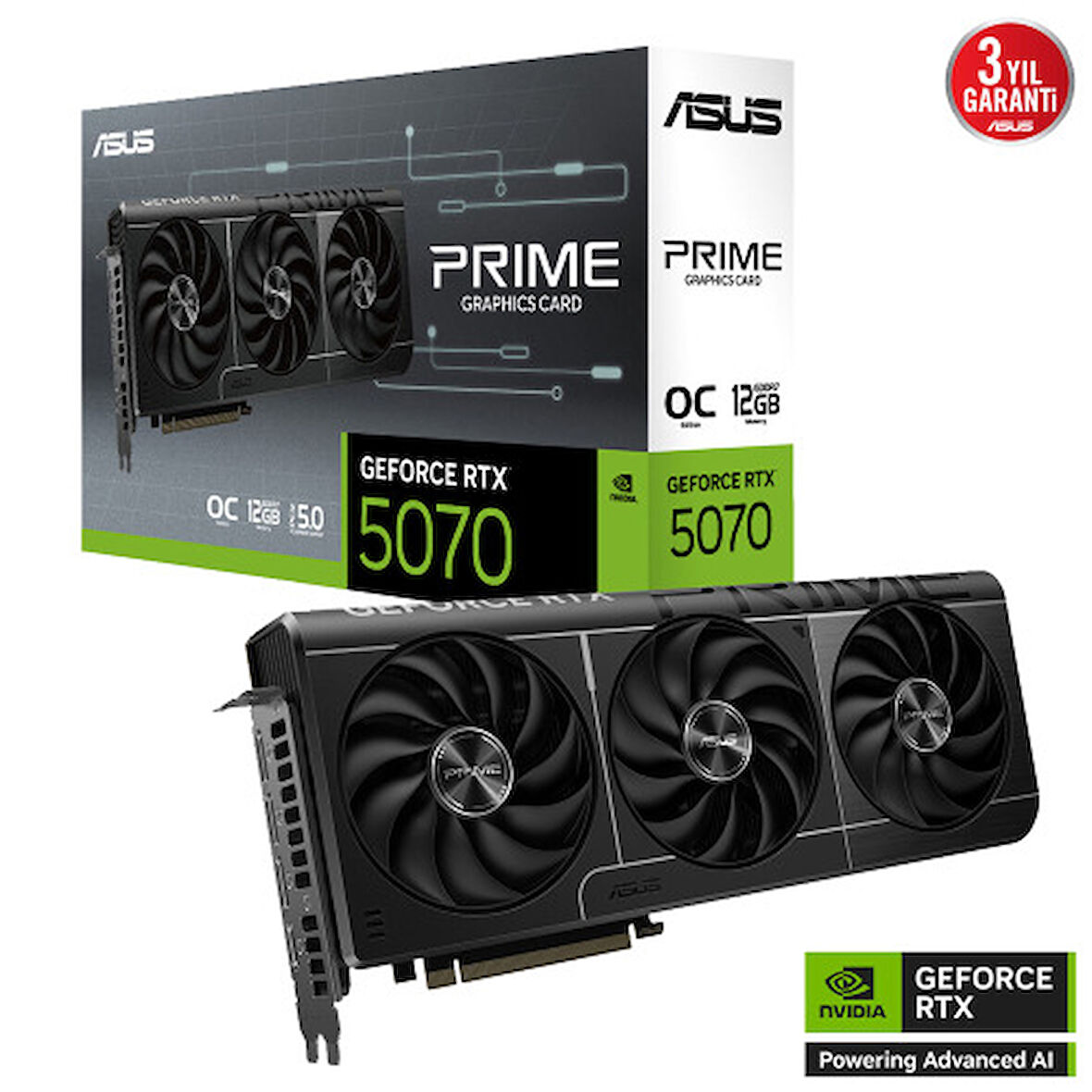 12 GB ASUS PRIME-RTX5070-O12G RTX 5070 GDDR7 192bit OC 2xHDMI 3xDP DLSS4 EKRAN K
