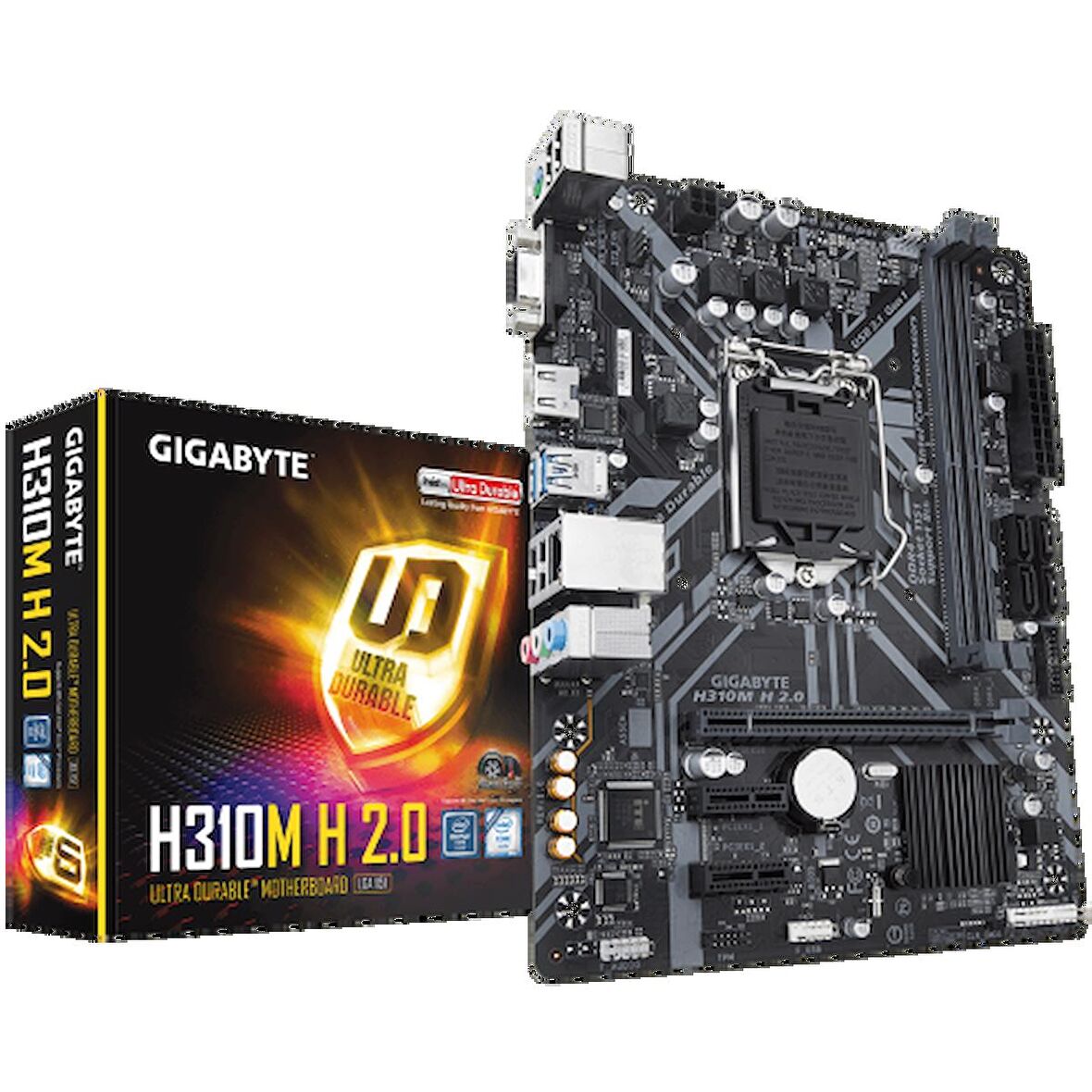 GIGABYTE H310M H 2.0, 2xDDR4, D-SUB, HDMI,  8-9.Nesil, LGA1151 Soket, Anakart