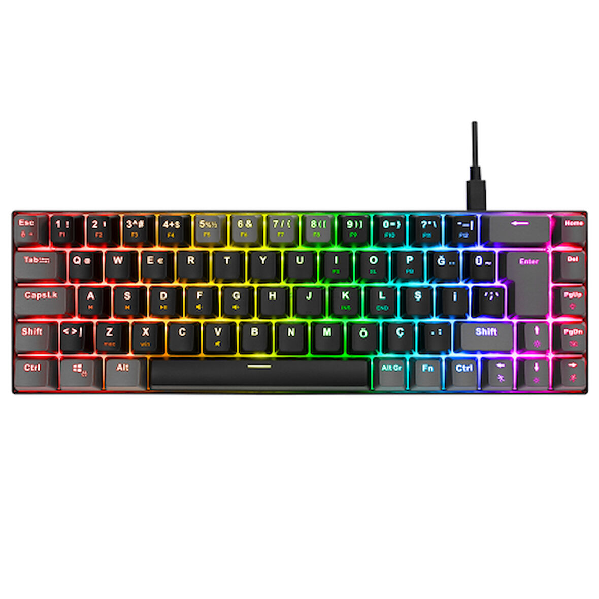 ACER eMachines, EAK68, Siyah/Gri, USB Kablolu, RGB Backlight, RED Switch, Mekanik, Türkçe Q, 68 Tuşlu, Gaming Klavye