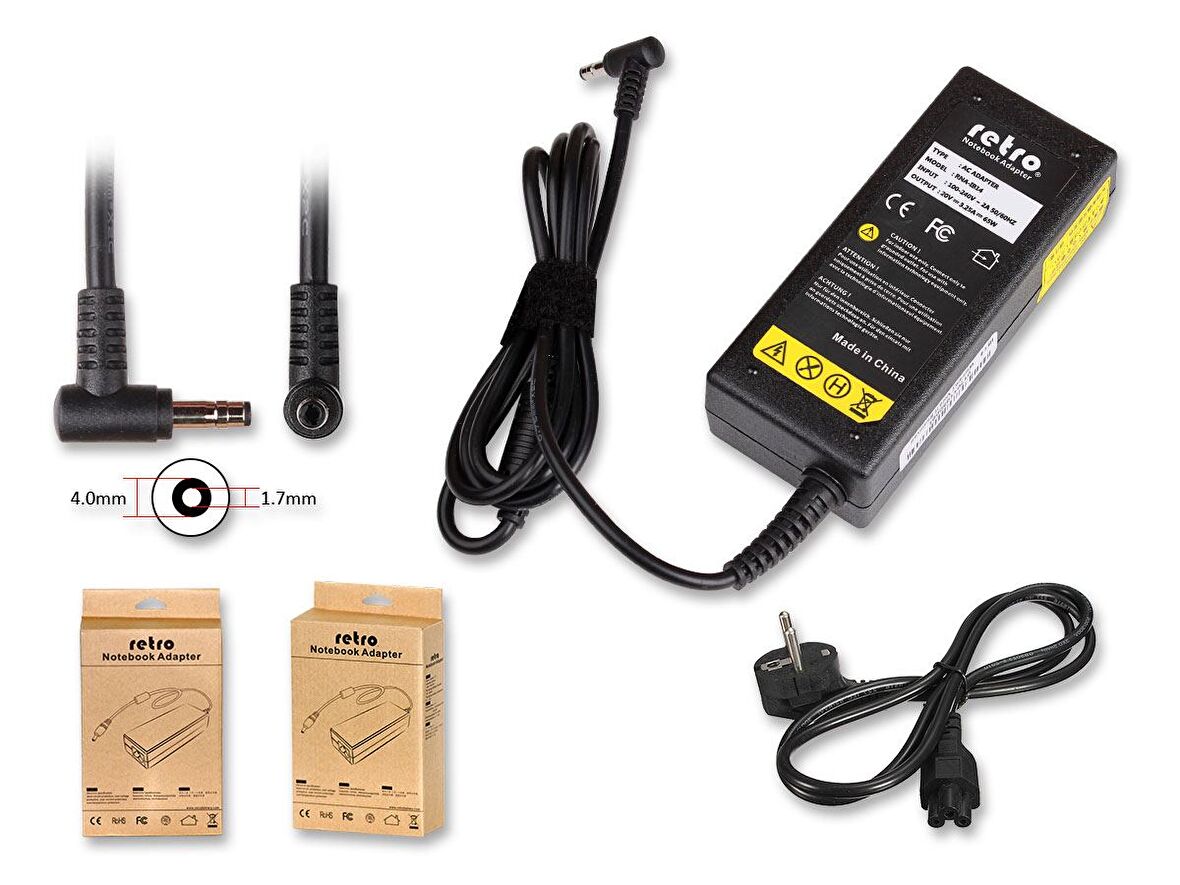  Lenovo 65W 4.0x1.7mm Notebook Adaptör RNA-IB14