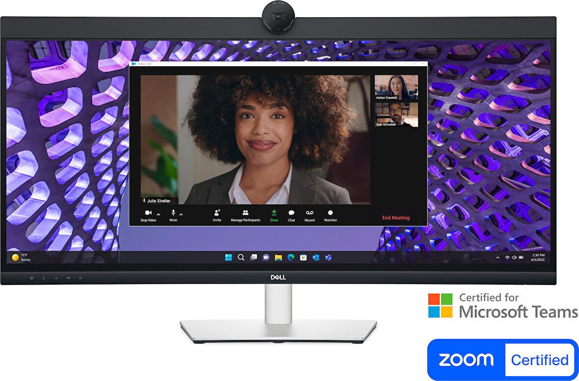 34 DELL P3424WEB CURVED 3900R IPS 8MS 60HZ 3440 x 1440 VESA 1x DP 1x HDMI VIDEO CONFERENCING MONITOR