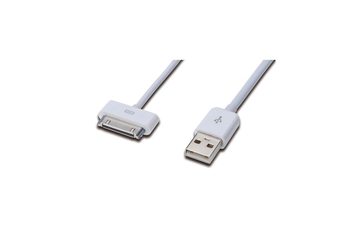 Ednet ED-31002 ednet iPod®, iPhone®, iPad® Uyumlu USB Veri Aktarım ve Şarj Kablosu, Apple 30pin Erkek - USB A Erkek, 1 metre, AWG 30, UL, beyaz renk