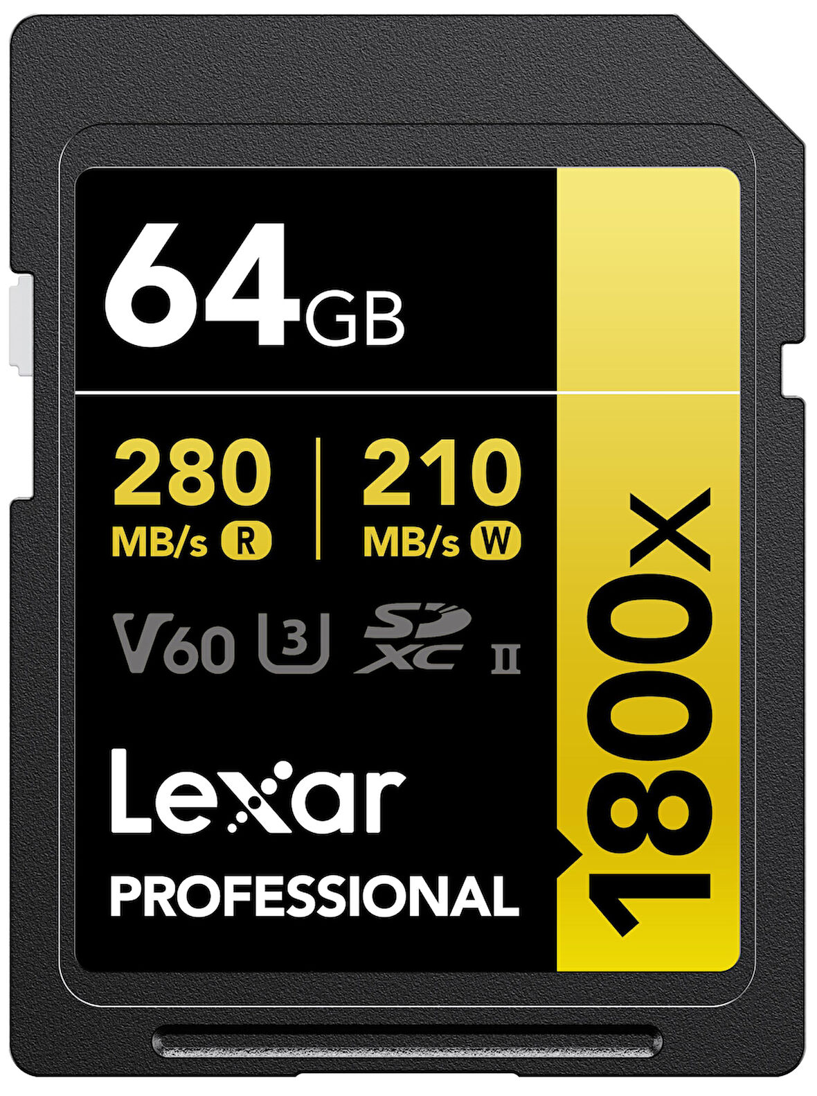 LEXAR 64GB LSD1800064G-BNNNG SD PROFESSIONAL 1800X SDXC UHS-II CARDS UP TO 280MB/S READ 210MB/S WRITE C10 V60 U3
