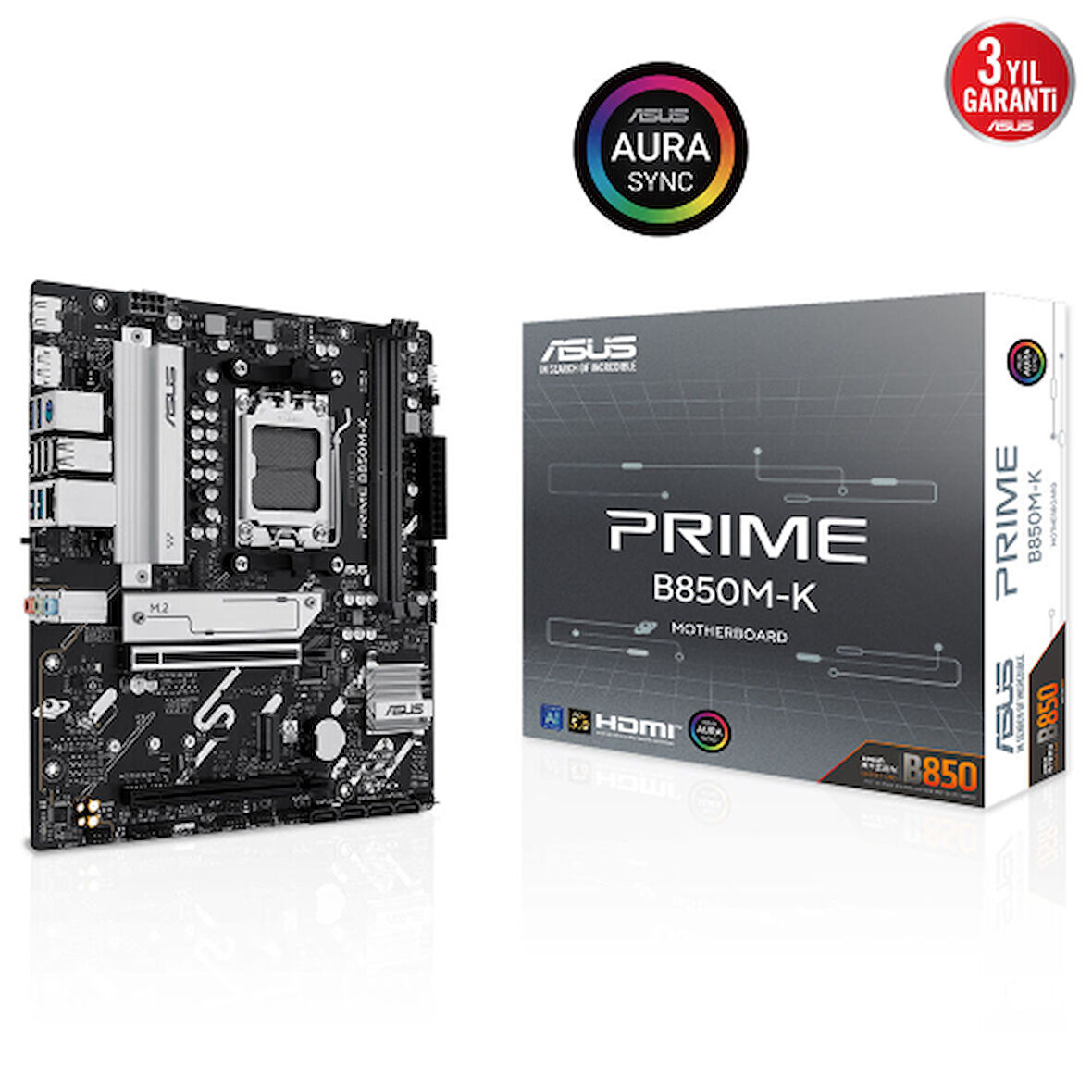  PRIME B850M-K, 2xDDR5, 2x M.2, DP, HDMI, AM5 Soket Anakart