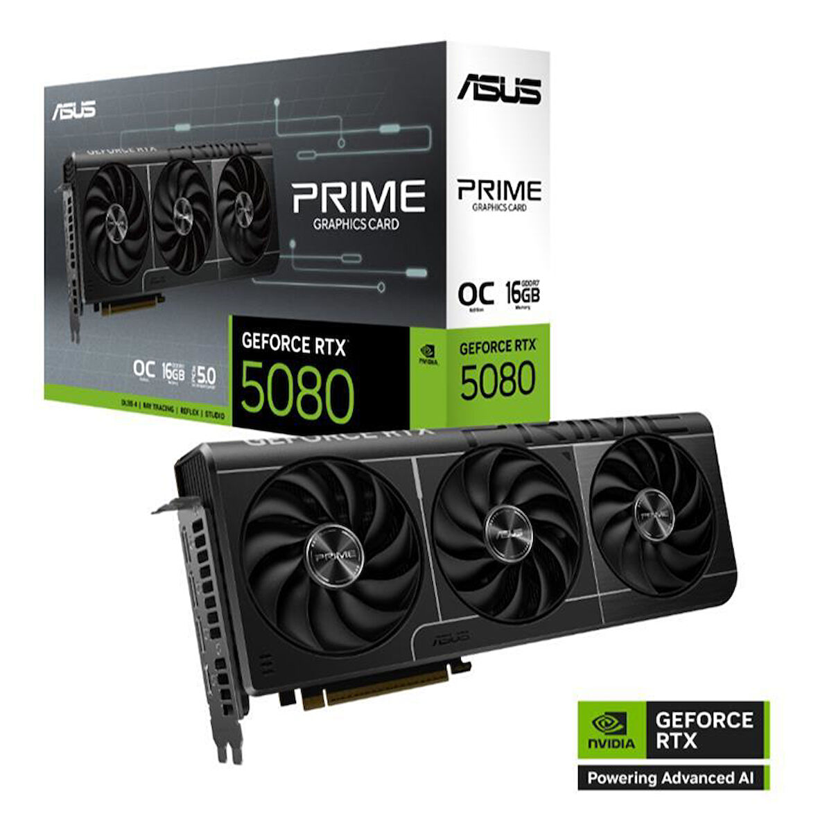  PRIME-RTX5080-O16G NVIDIA GEFORCE RTX5080 16GB GDDR7 256bit OC 1xHDMI 3xDP DLSS4 EKRAN KARTI