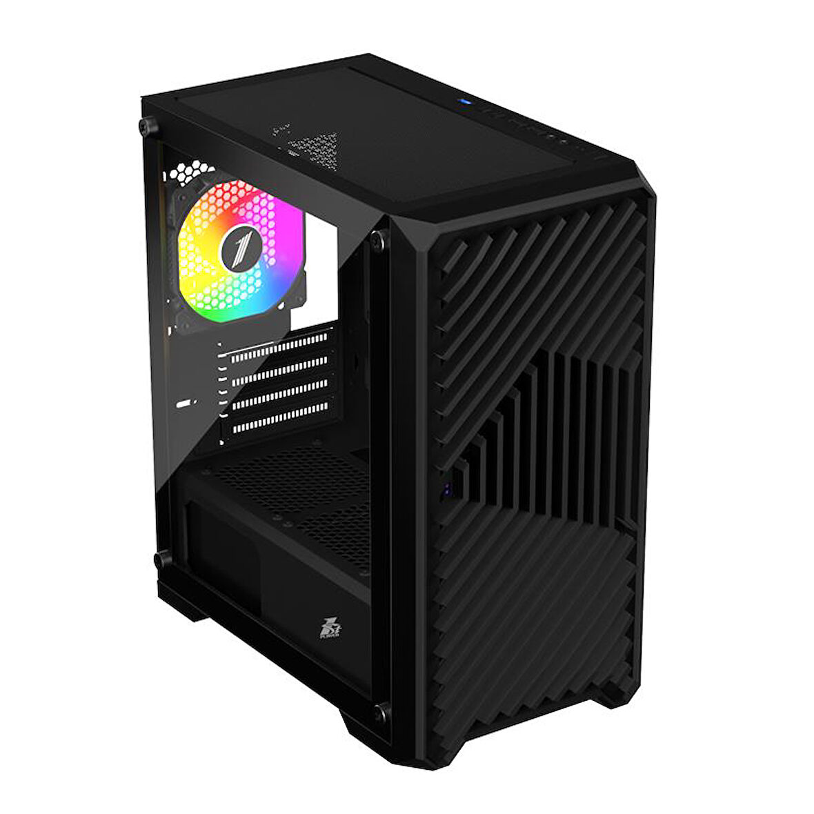 1ST PLAYER TRILOBITE T5 SİYAH 650W 80+ ARGB 4X12CM FAN TEMPERLİ CAM MESH USB 3.0 M-ATX KASA