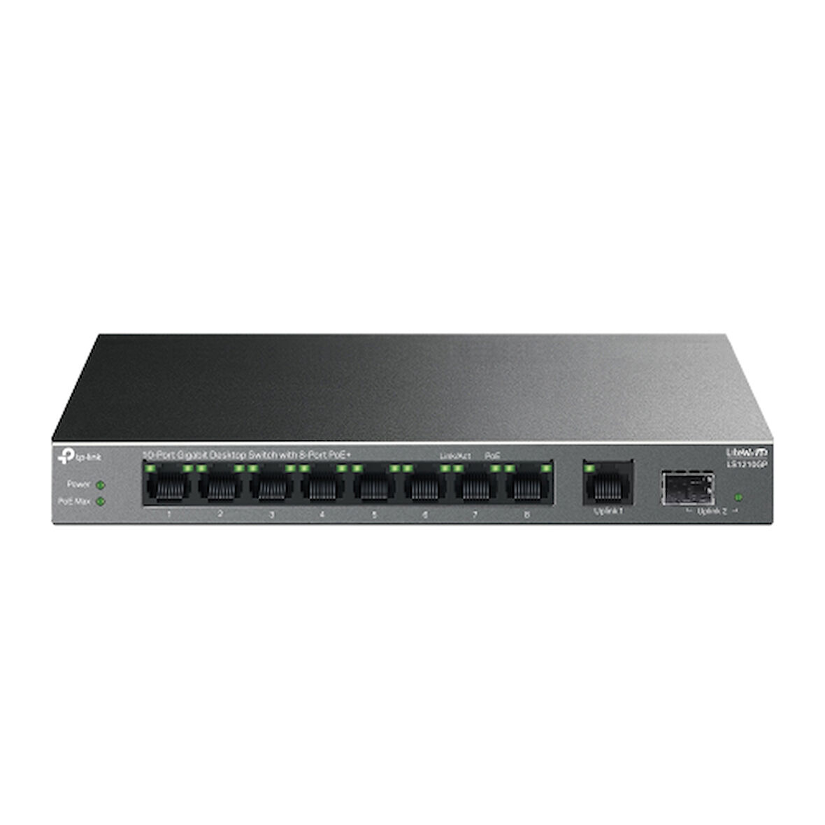 LS1210GP, Green Tech, 10 port Gigabit, 9 Port POE, +1 Port Gigabit SFP, 61W, Yönetilemez Masaüstü Switch