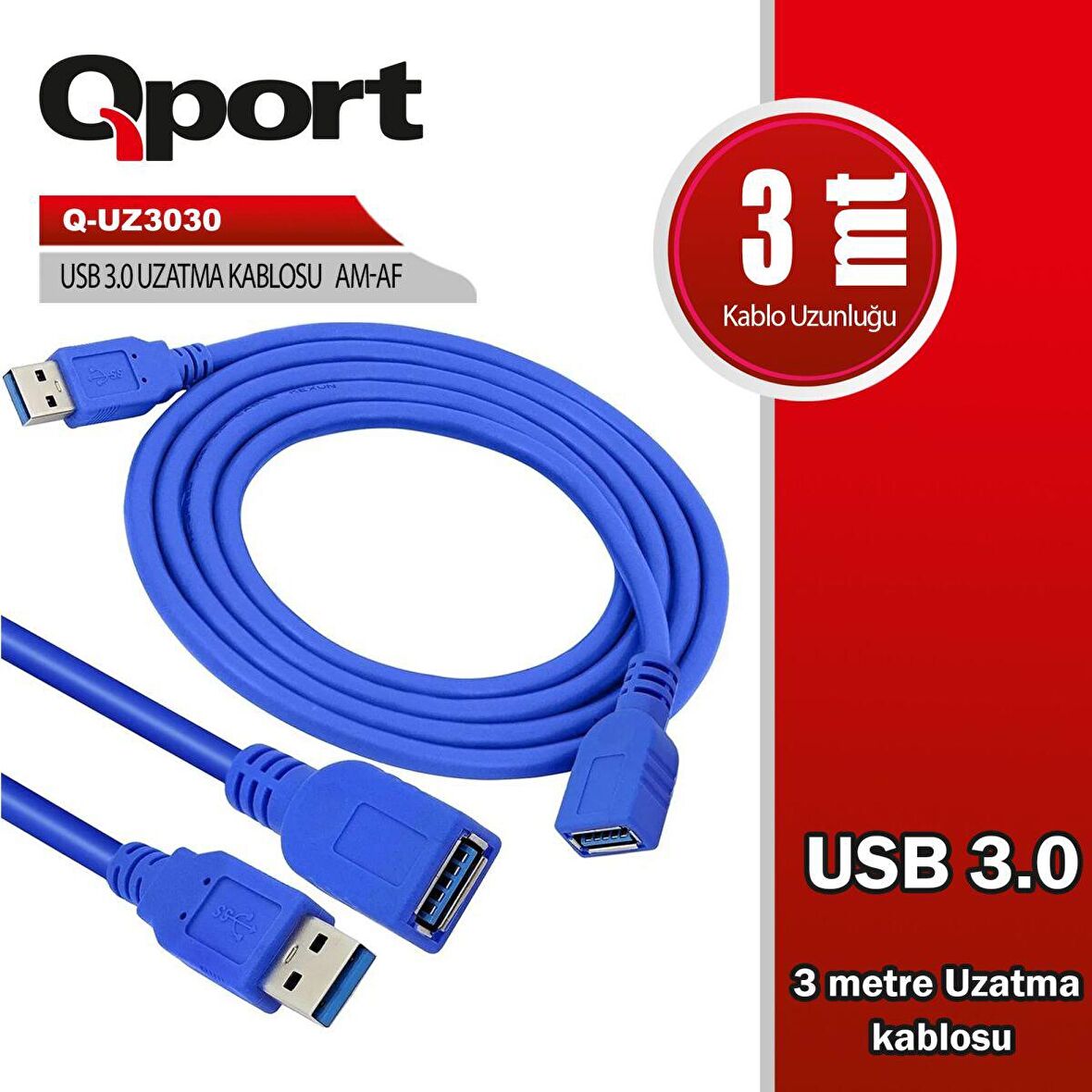  USB3.0 3MT UZATMA KABLOSU (Q-UZ3030)