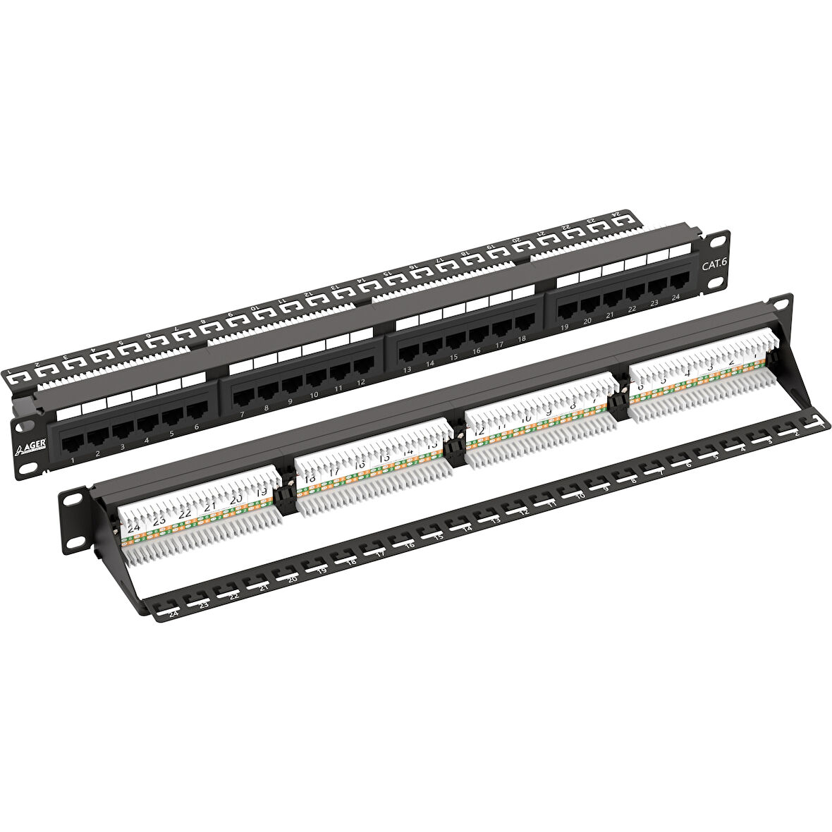  AC-611-24E 8P8C,LSA,ALTIN KONTAK 24 PORT CAT6 DOLU 1U ZIRHSIZ PATCH PANEL
