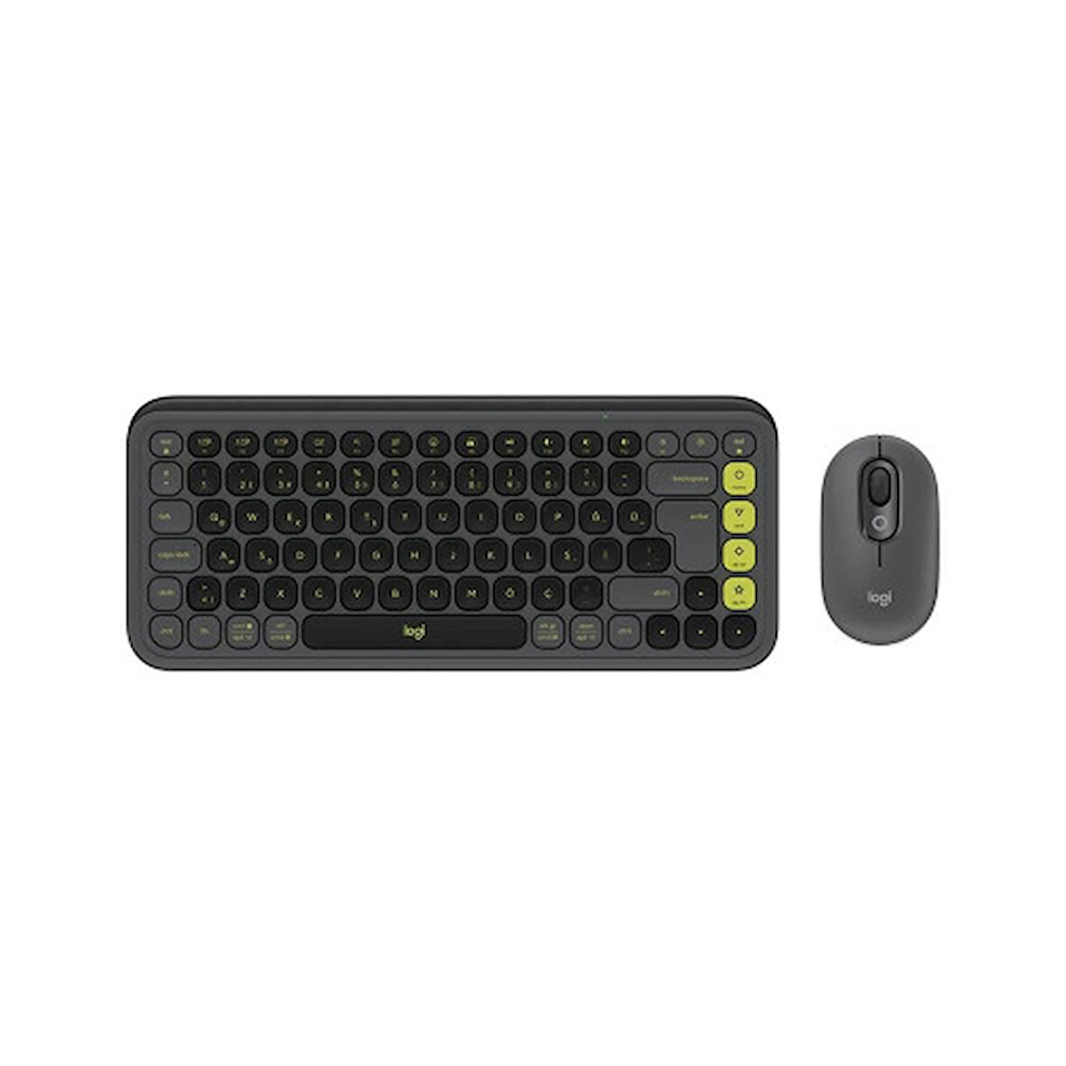 LOGITECH POP ICON COMBO, Siyah-Yeşil, 920-013075, Kablosuz, Türkçe Q, Klavye Mouse Set