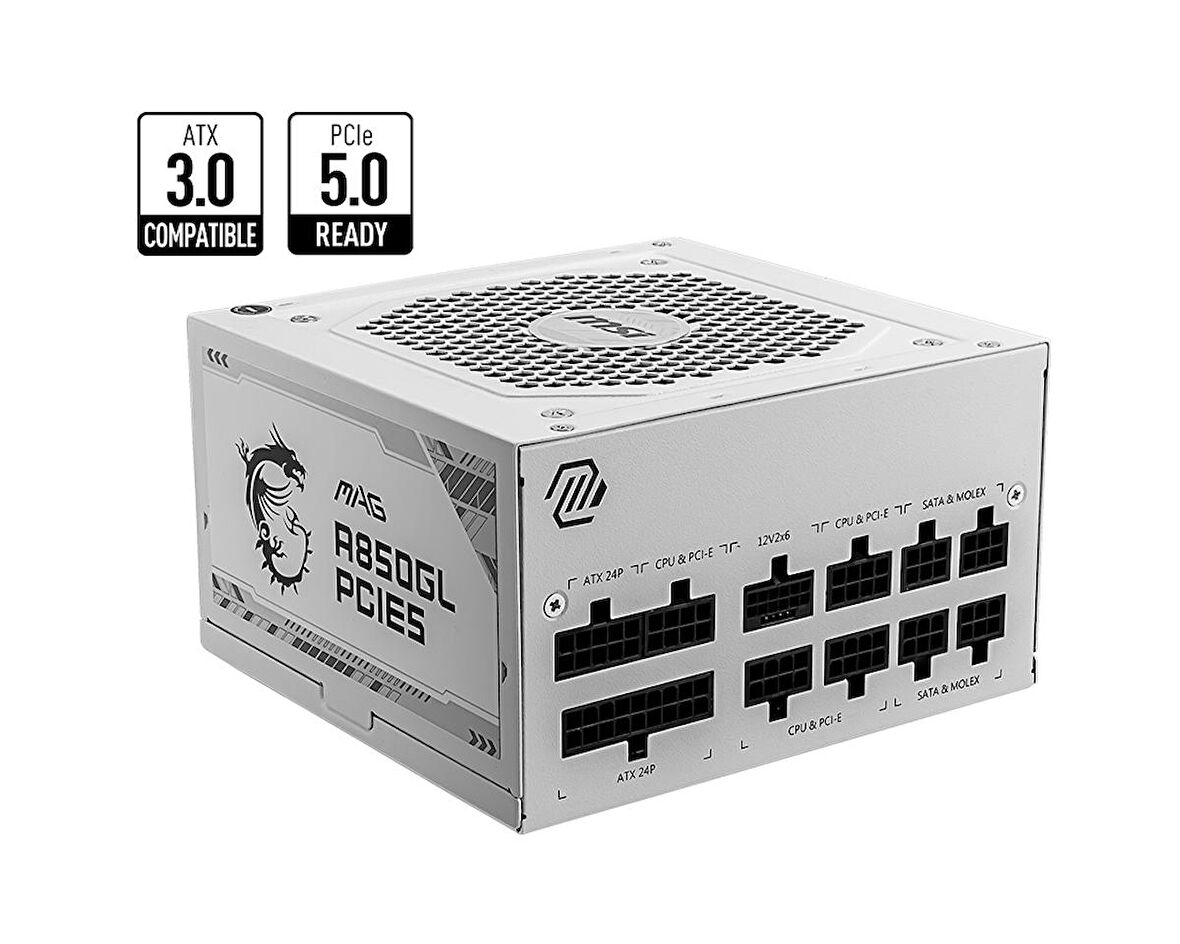 MSI PSU MAG A850GL PCIE5 WHITE 850W 80+ GOLD POWER SUPPLY-BEYAZ