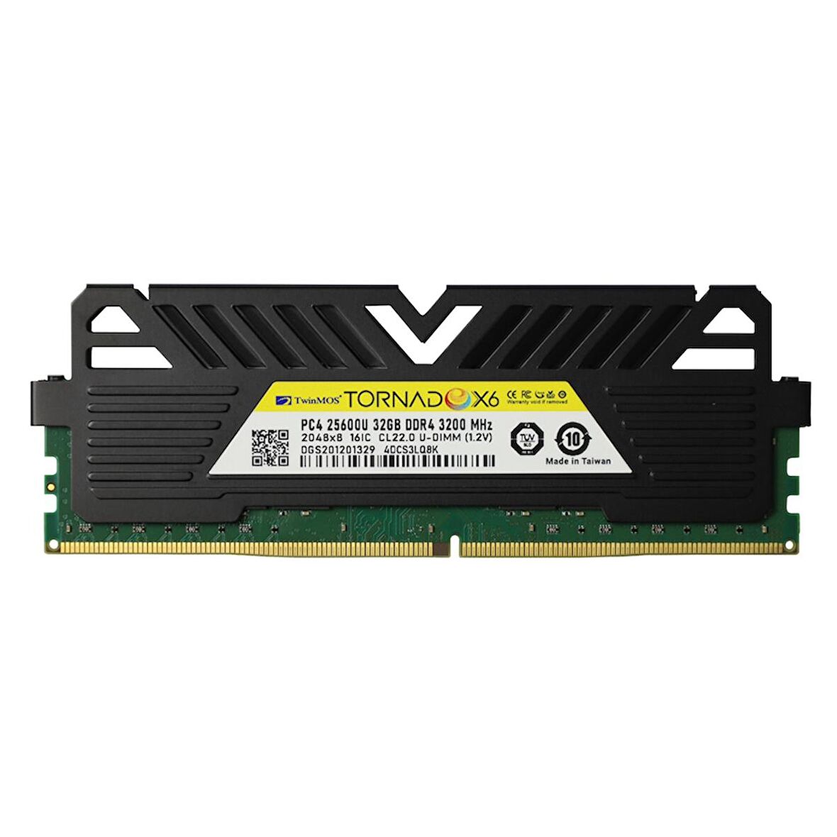 TwinMOS TMMDD432GB3200DKBX6, 32GB, DDR4, 3200MHz, 1.2V, TornadoX6, Desktop Ram (Soğutuculu)