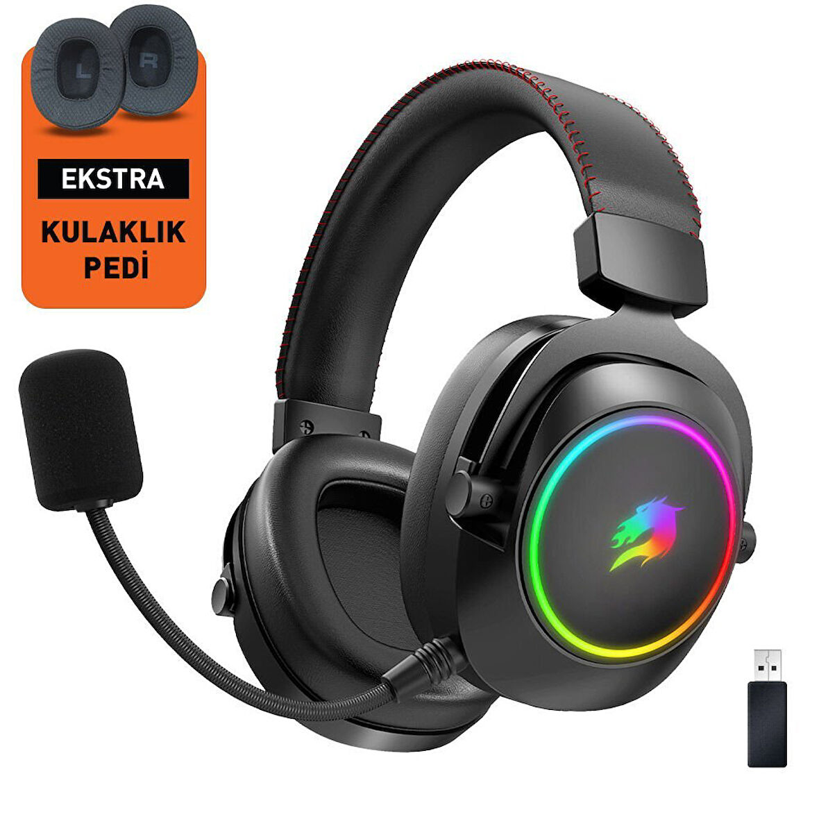  GB-WBH44  RGB Wireless 2.4G+BT Siyah Oyuncu Kulaklığı