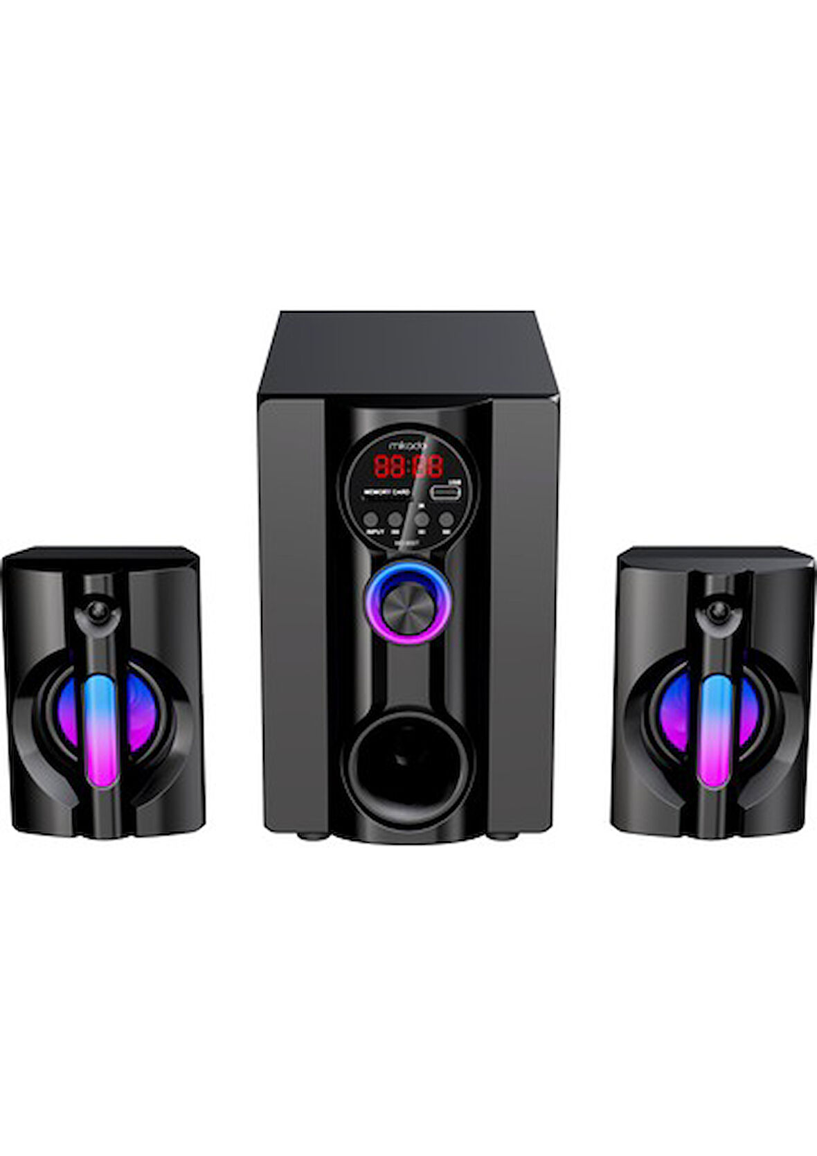  MD-95BT, 20W, 2+1, Masaüstü, FM/BT/SD/USB, RGB Aydınlatma, Siyah Kasa, Speaker