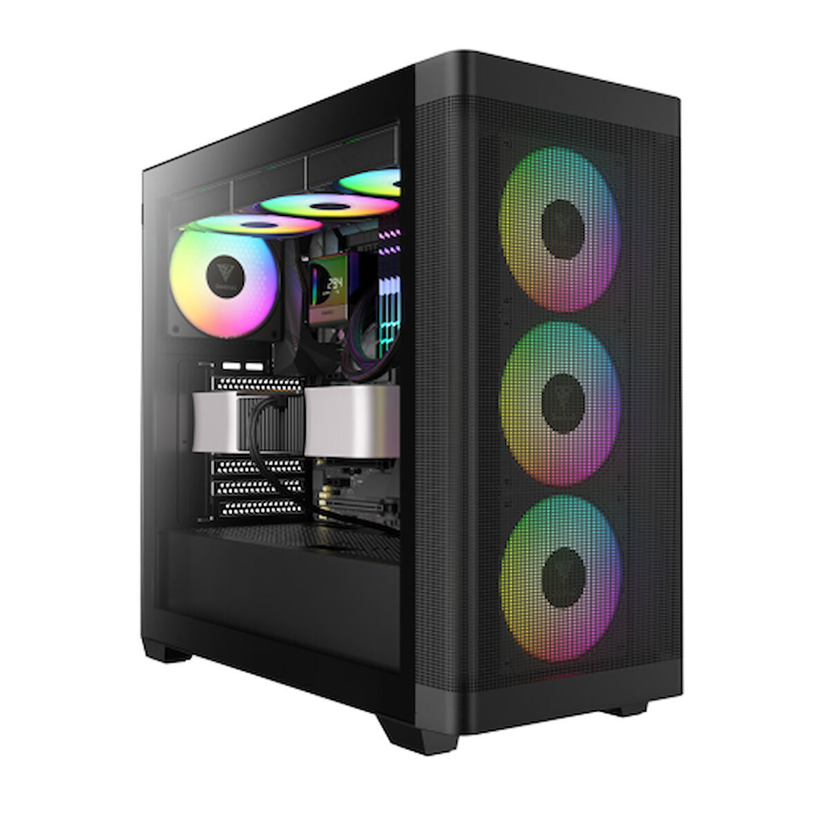 GAMDIAS ATHENA M3, 750W, 80+ Bronze, Tempered Glass, Type-C, Mesh Ön Panel, ARGB, ATX, GAMING KASA