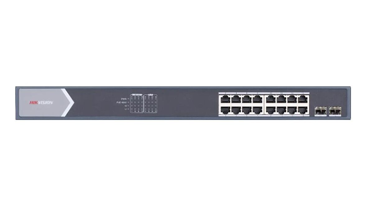 Hikvision DS-3E0518P-E/M 16 Portlu Gigabit Switch - 16 Port PoE (125W)