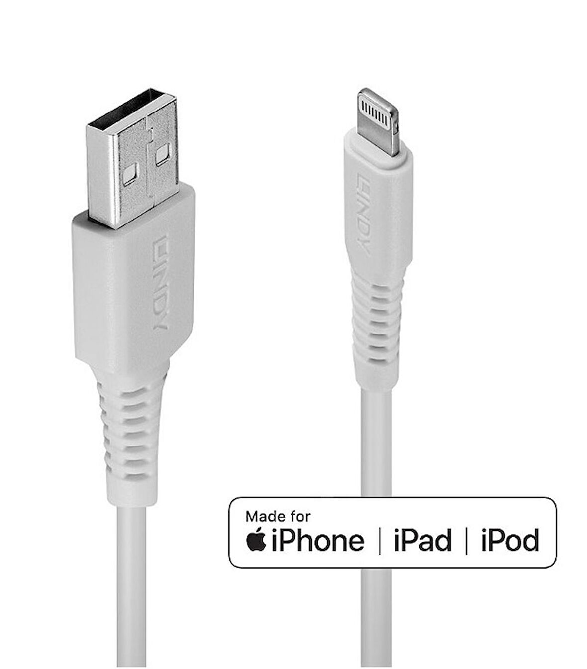 LIN-31325 iPod®, iPhone®, iPad® için USB Senkronizasyon ve Şarj Kablosu, Lightning Konektörlü, USB 2.0 Tip A Erkek <-> Lightning C89 Erkek, 0.5 metre, Beyaz Renk