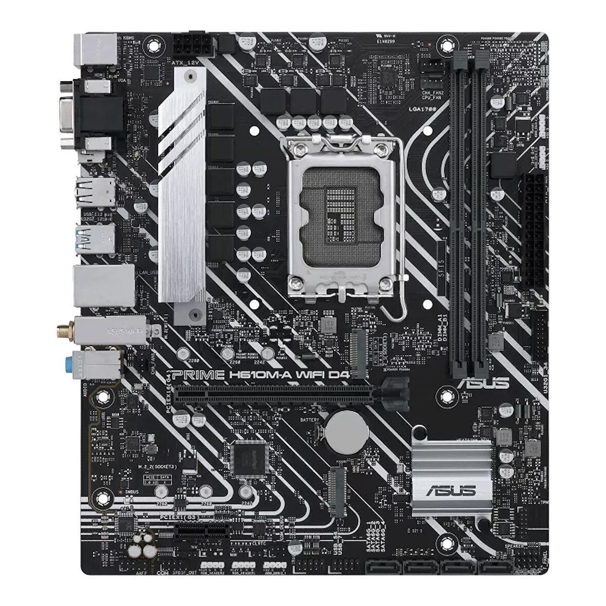 ASUS PRIME H610M-A-WIFI, 2xDDR5, M.2, D-SUB, HDMI, DP, Wi-Fi 5, Bluetooth 5.0, 12.Nesil, LGA1700 Soket, Anakart