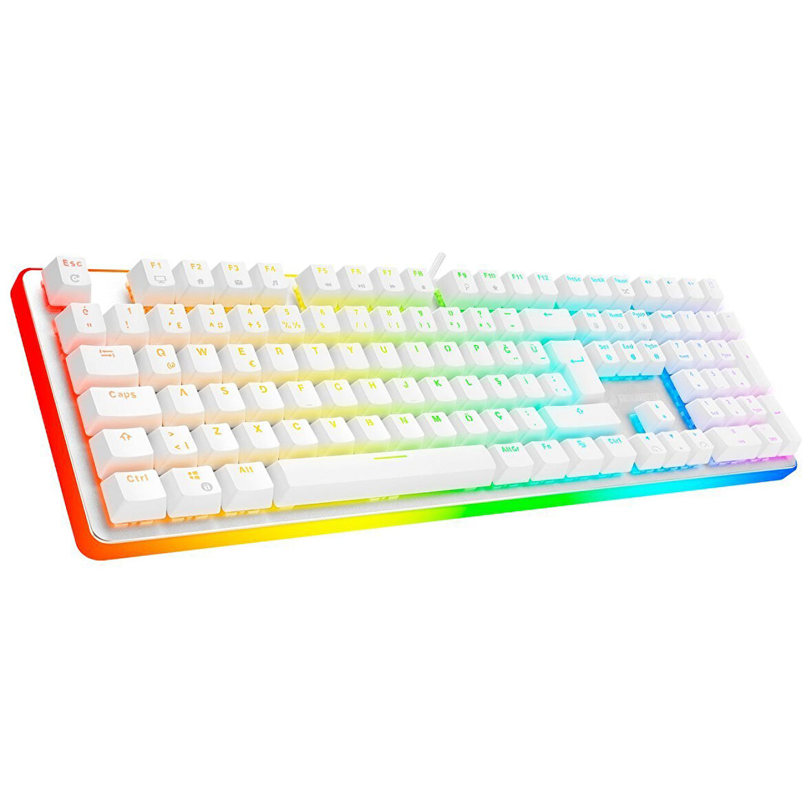  g918 fire storm rgb blue switch mekanik beyaz oyun klavyesi