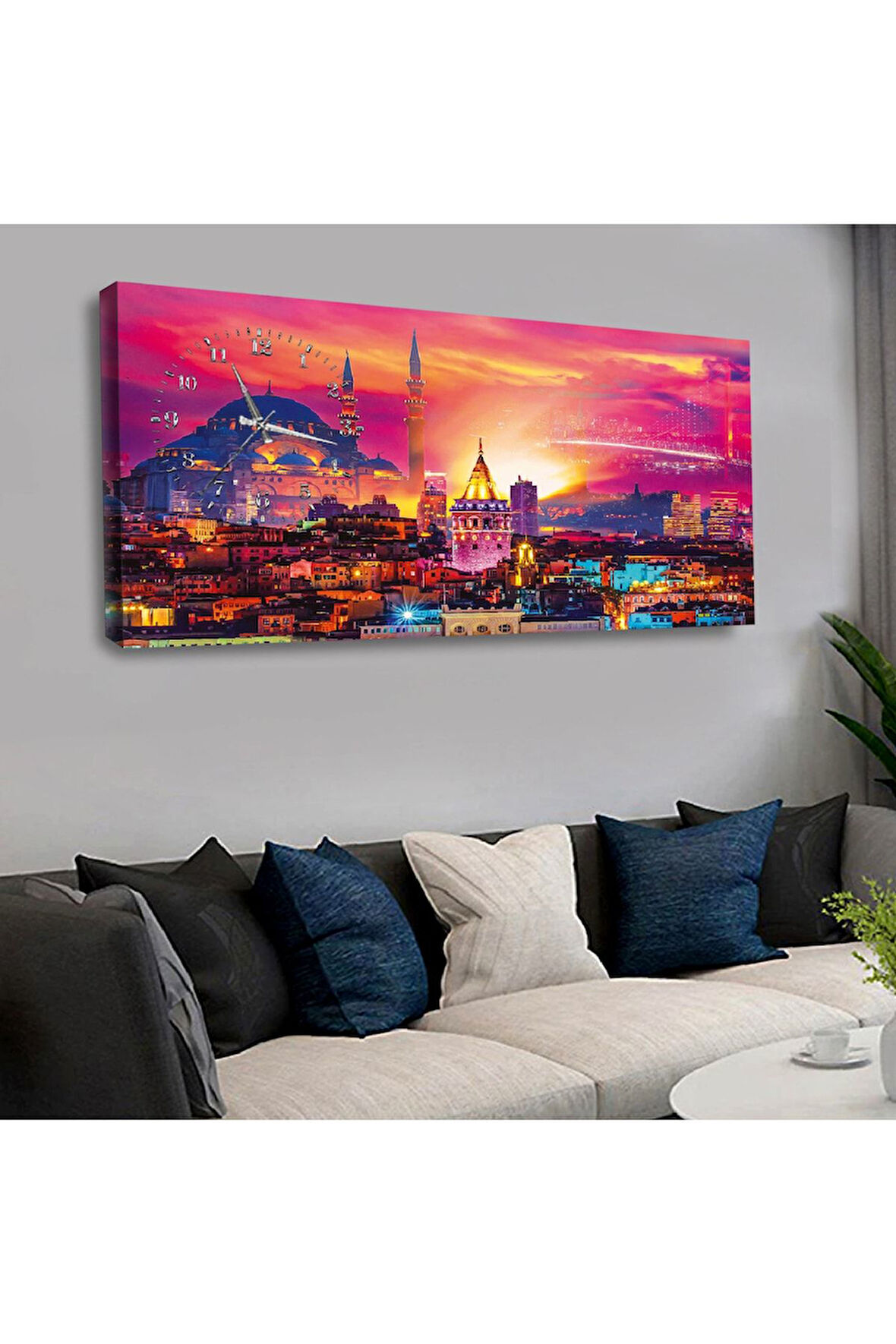 Istanbul Saatli Kanvas Tablo