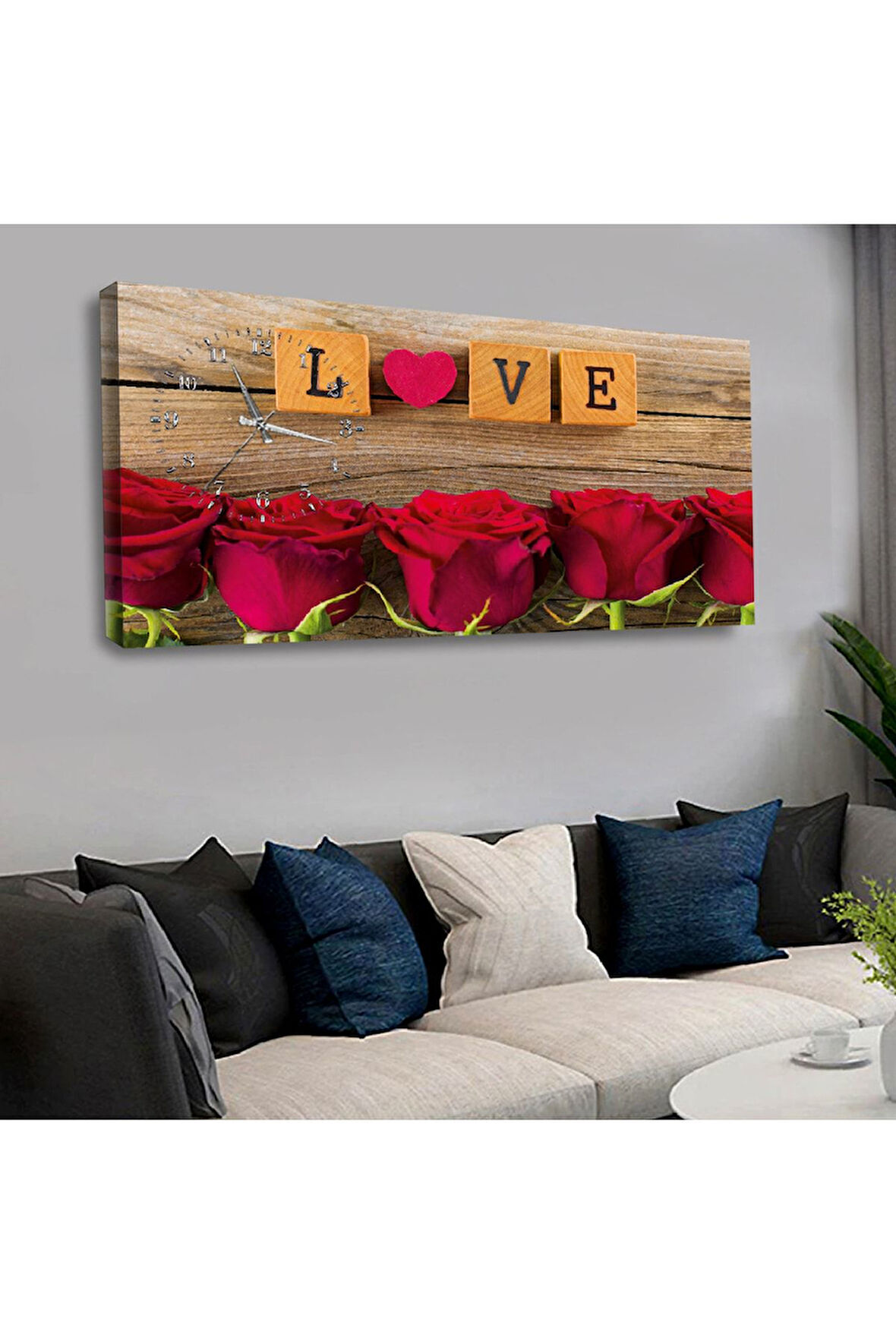 Love Saatli Kanvas Tablo