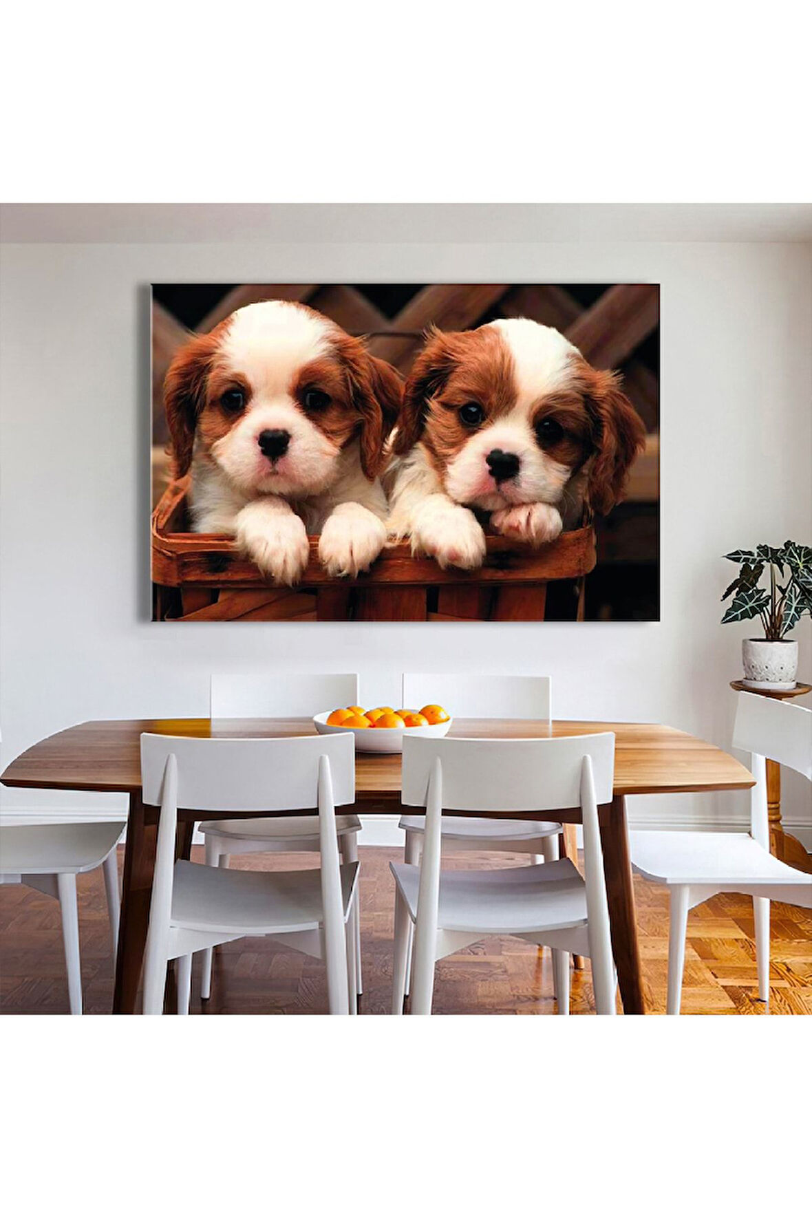 120x80 Cm Sevimli Köpekler Kanvas Tablo