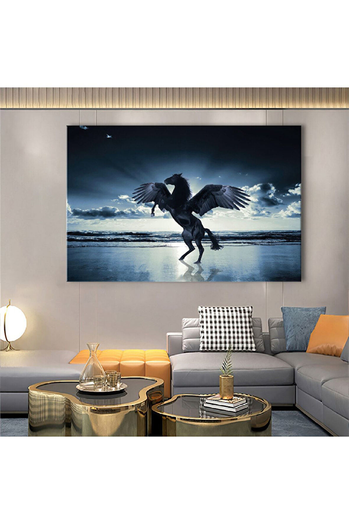 120x80 Cm Mitolojik At Pegasus Kanvas Tablo