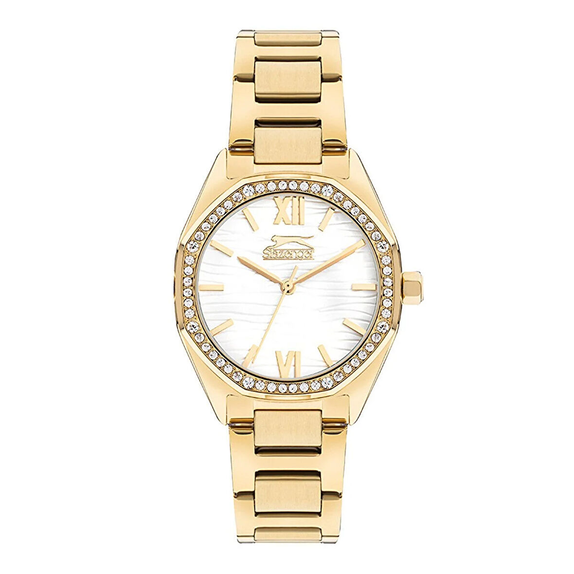 Slazenger SL.09.2301.3.08 Kadın Kol Saati | 35 mm Altın Renk Çelik Kasa, Taşlı Çerçeve