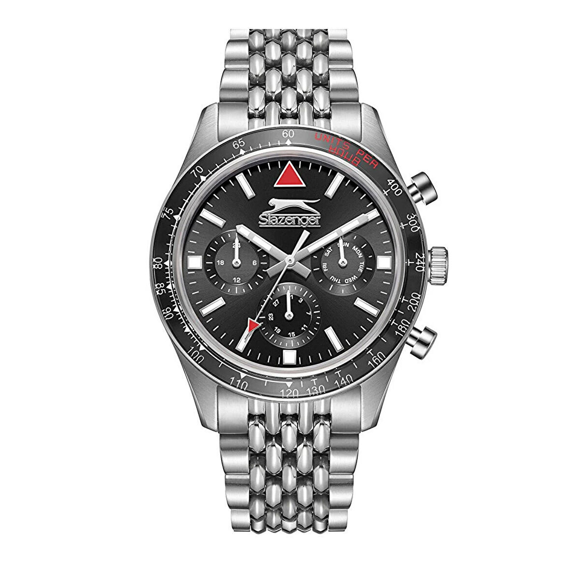 Slazenger SL.09.2417.2.01 Erkek Kol Saati | 43 mm Siyah Kronograf, Çelik Kasa ve Bilezik