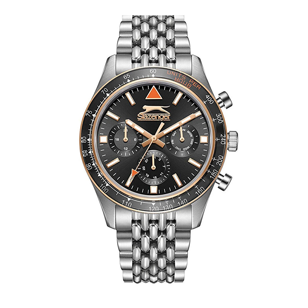 Slazenger SL.09.2417.2.02 Erkek Kol Saati | 44 mm Kurşun Kadran, Çelik Kasa, Kronograf