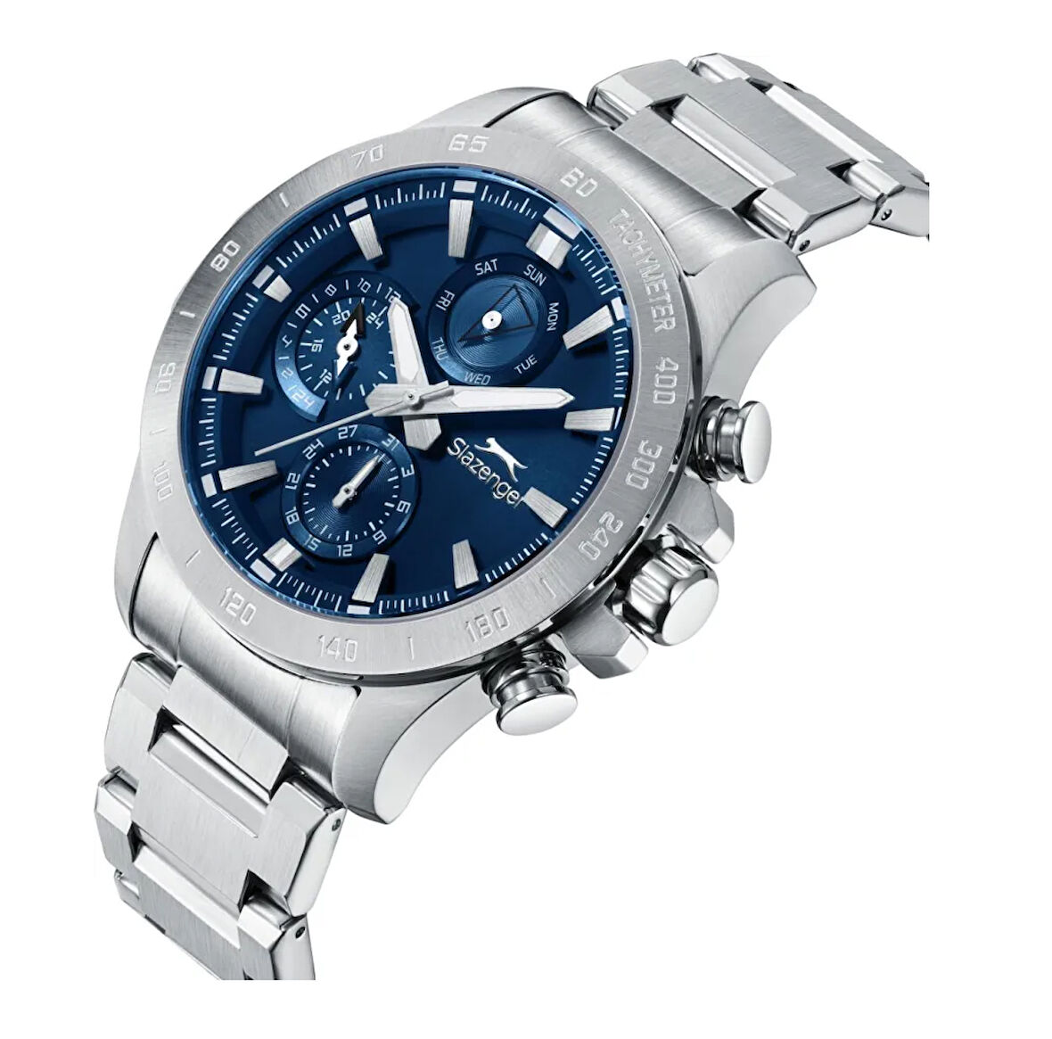Slazenger SL.09.2482.2.03 Erkek Kol Saati | Mavi Kadranlı 44 mm Çelik Sportif Şıklık
