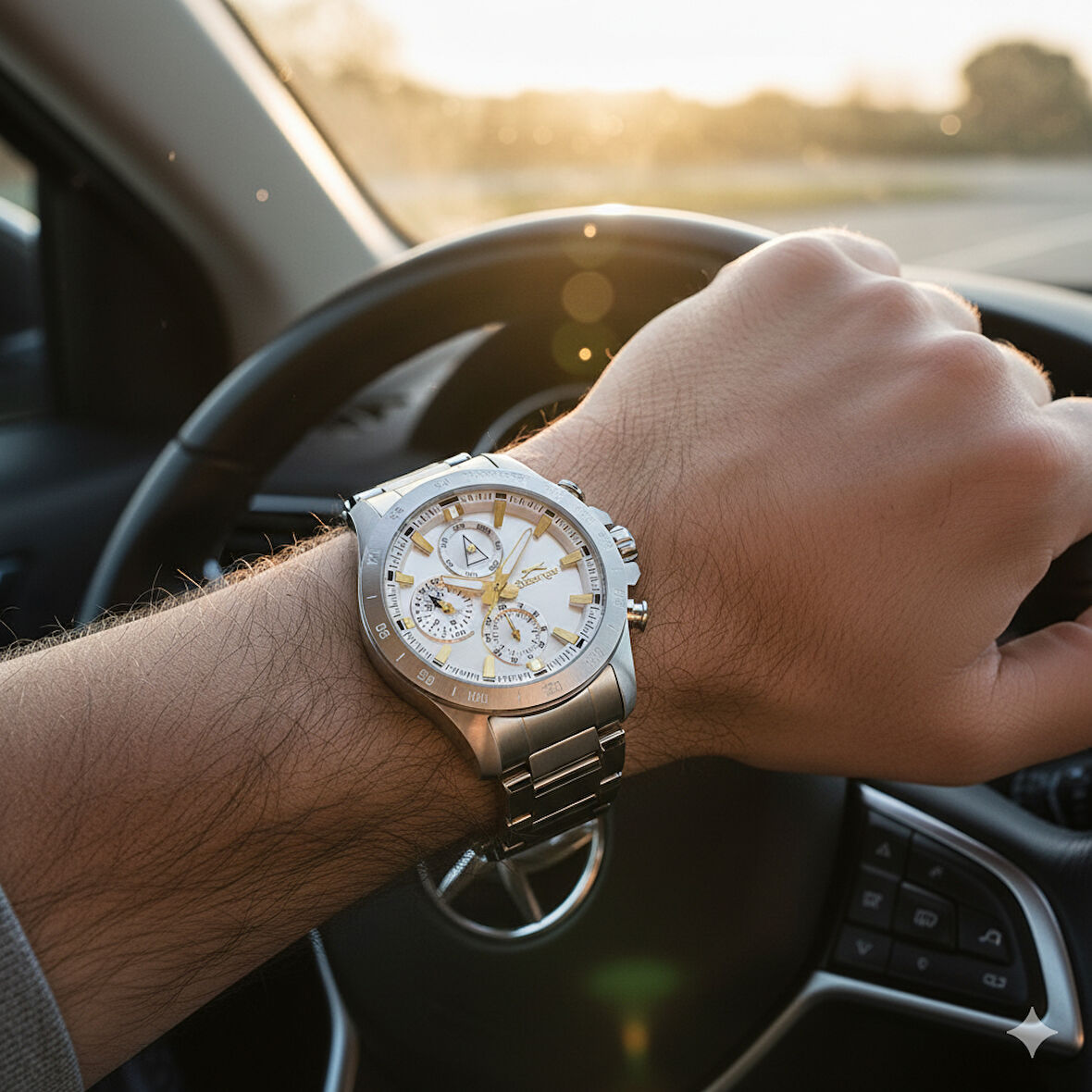 Slazenger SL.09.2482.2.04 Erkek Kol Saati | Sarı Detaylı 44 mm Çelik Güç ve Fonksiyonellik