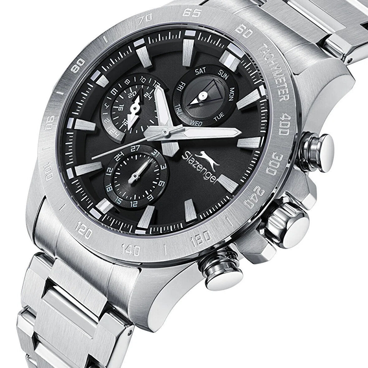 Slazenger SL.09.2482.2.05 Erkek Kol Saati | 44 mm Çelik Güç, Siyah Kadranda Fonksiyonel Şıklık