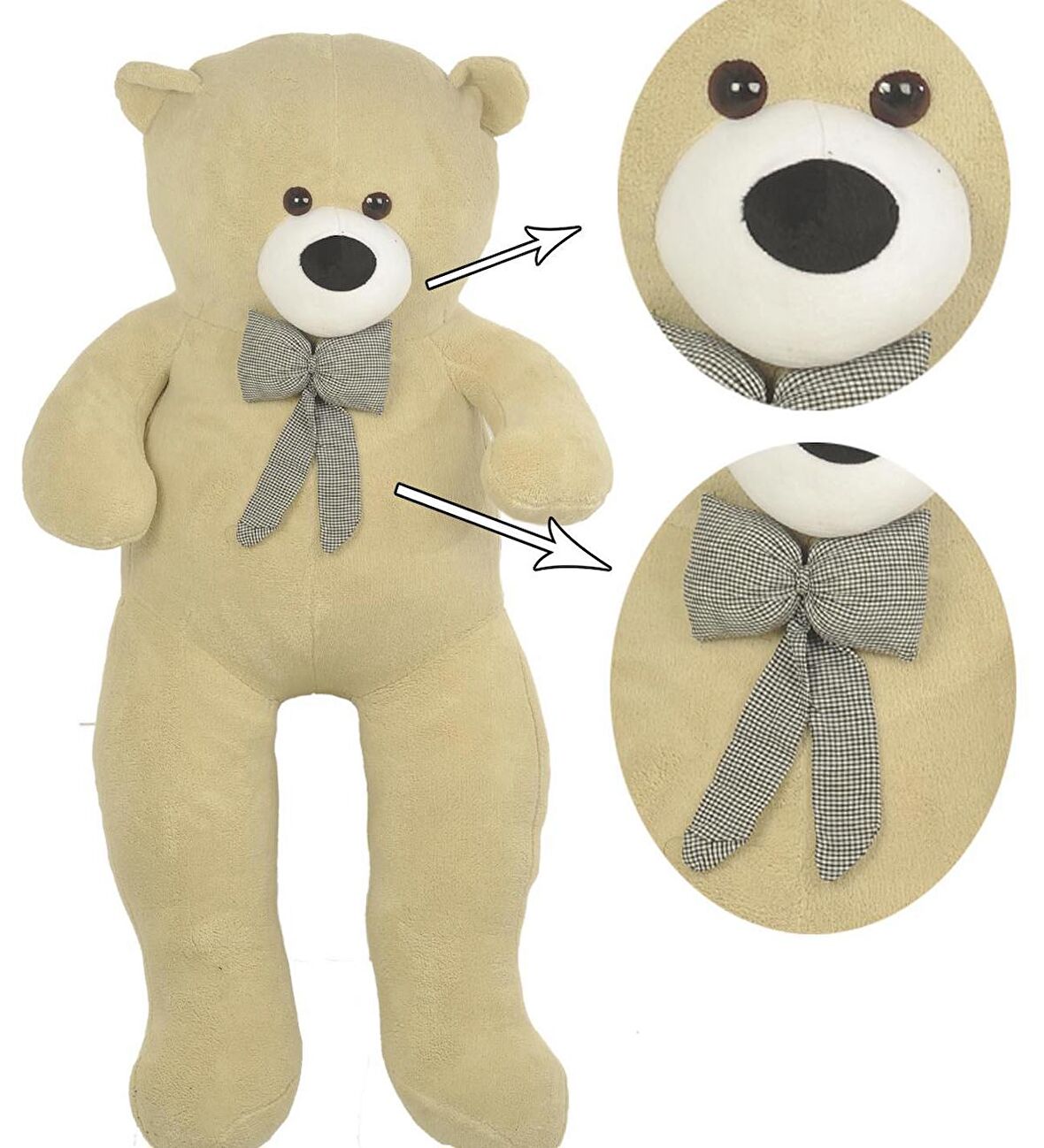 Sevgiliye Özel Hediye- Papyonlu 140 Cm Dev BOY Sevimli Peluş Koca Ayı - Özel Fiyat