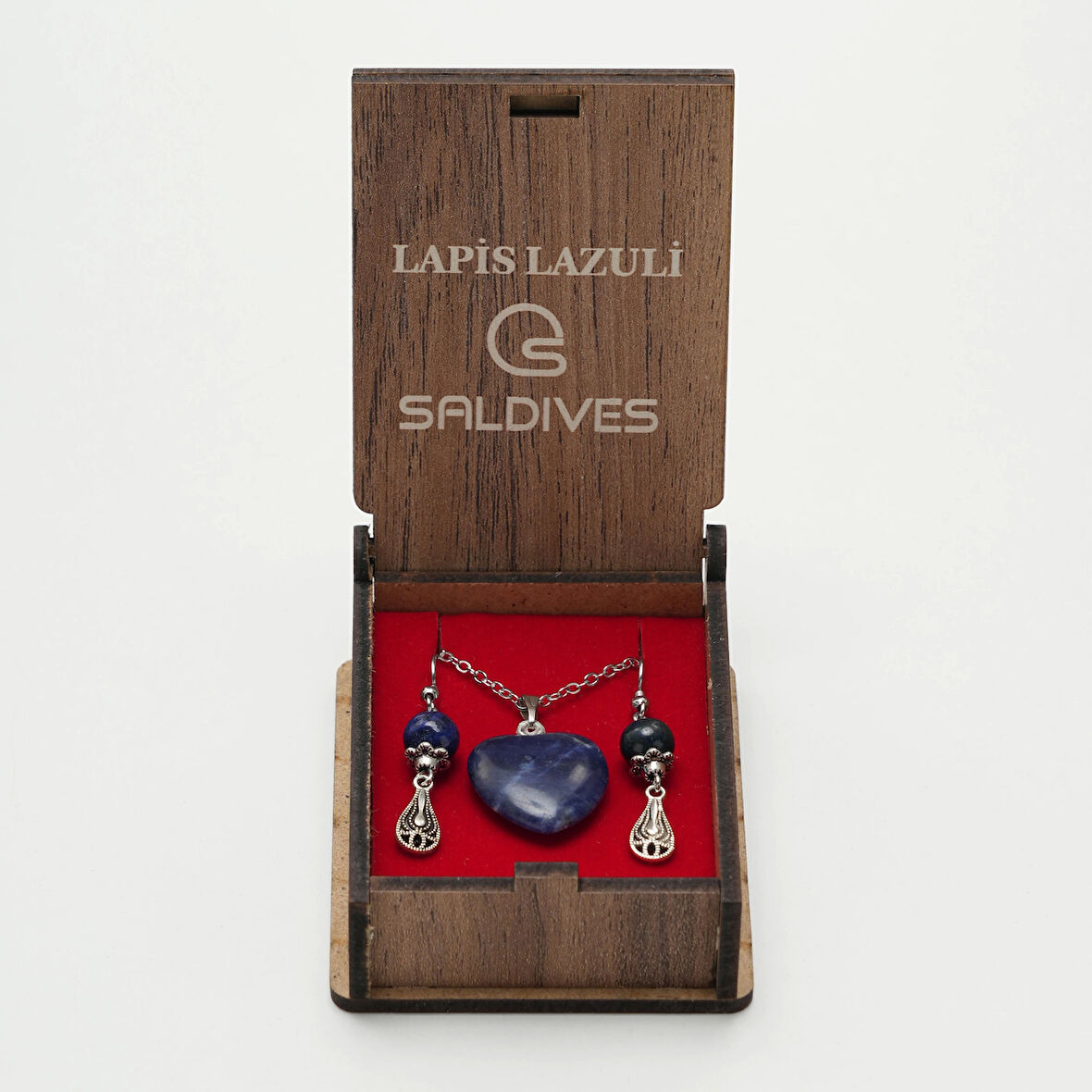 Saldives Lapislazuli Doğaltaş Kolye ve Küpe