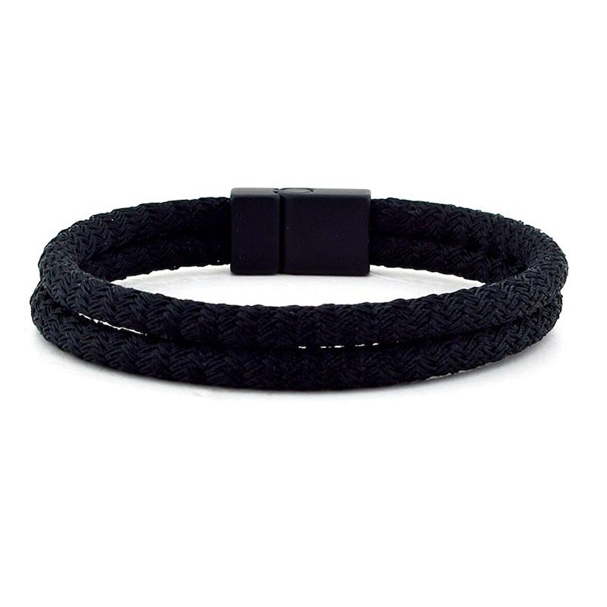 SİYAH RENK İP DOKUMA SİYAH MIKNATISLI ERKEK BİLEKLİK BT428
