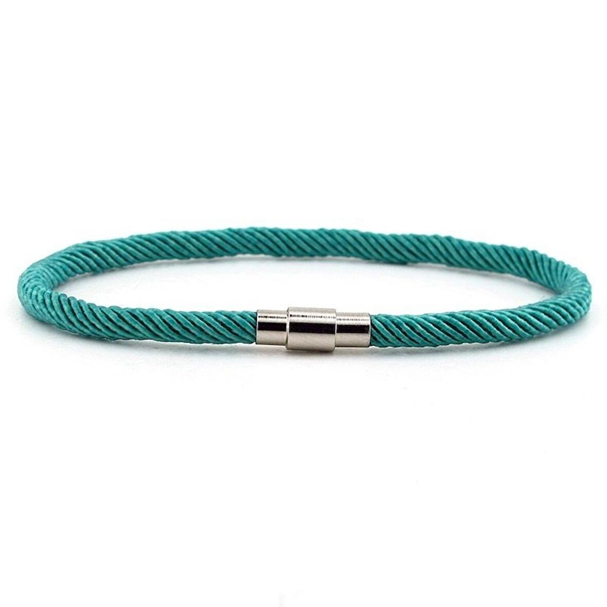 İNCE TURKUAZ ÖRGÜ İPLİ MANYETİK KLİPS ERKEK BİLEKLİK BT435