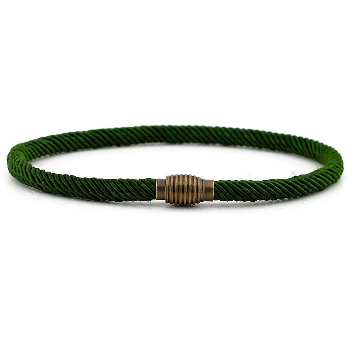 İNCE YEŞİL RENK ÖRGÜ İPLİ MANYETİK KLİPS ERKEK BİLEKLİK BT437
