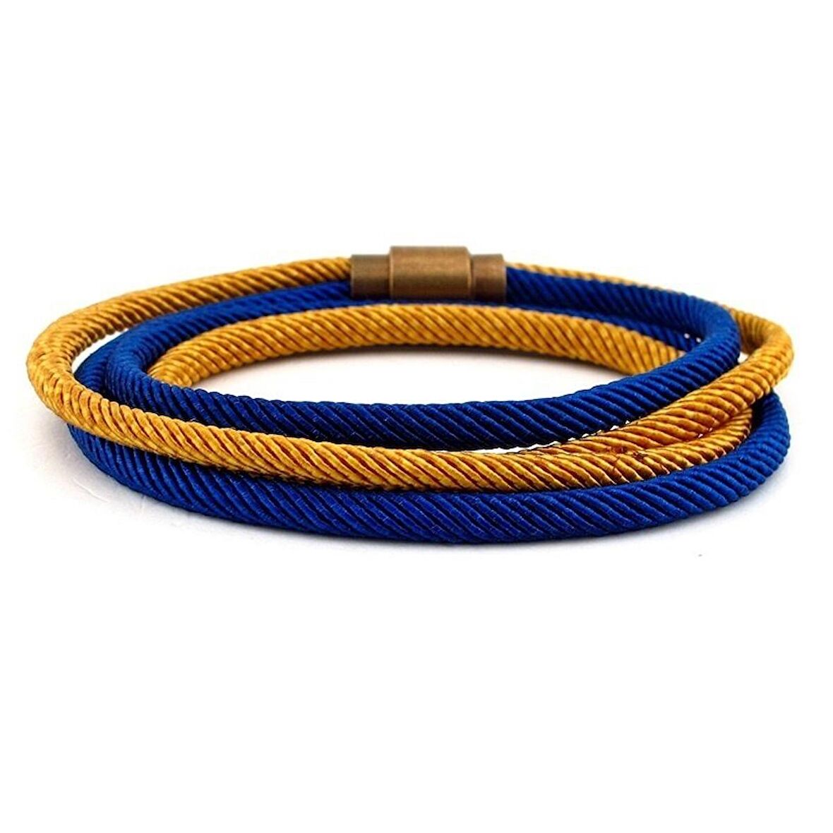 SARI LACİVERT İKİ SIRA SARMA METAL KLİPS ERKEK BİLEKLİK BT443
