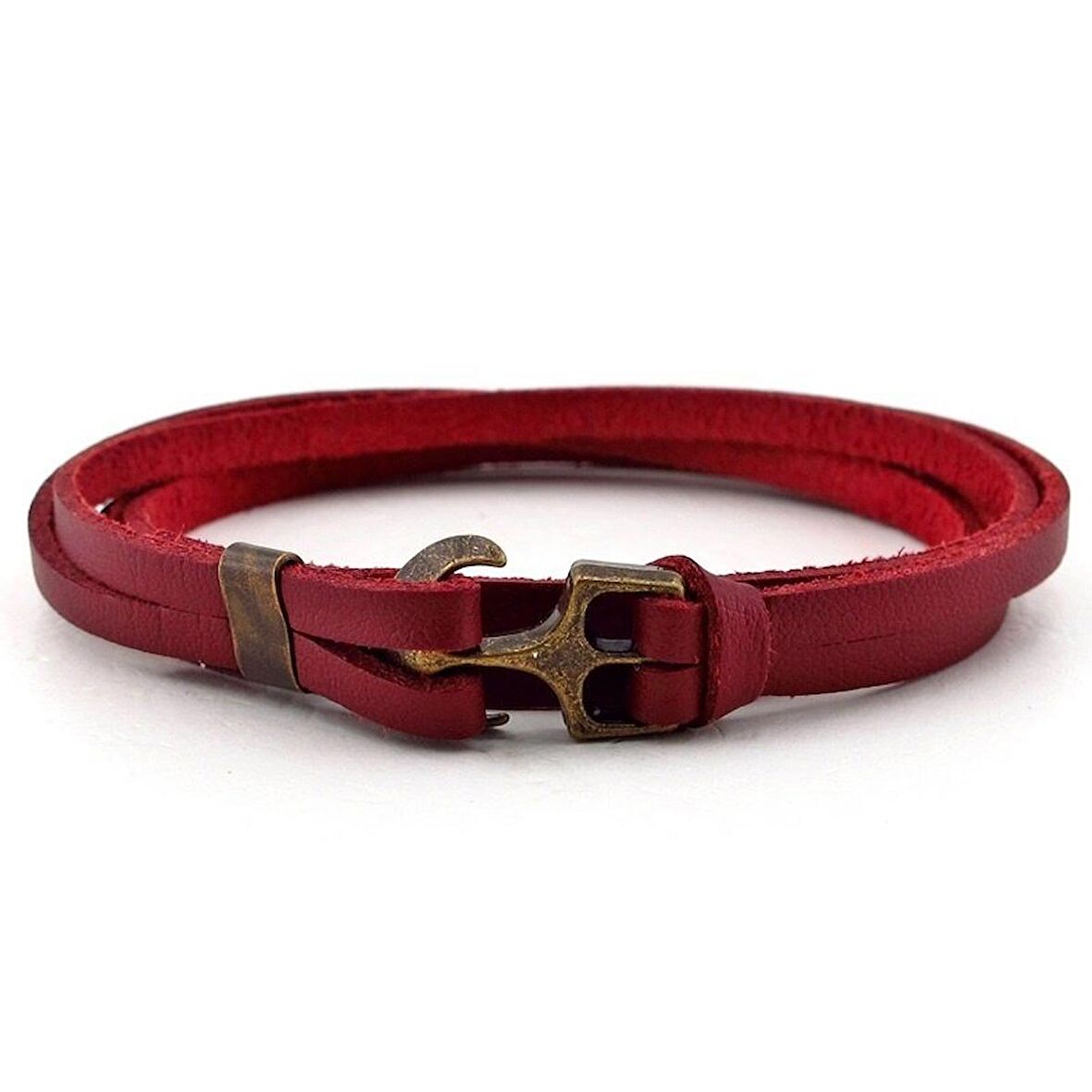 BORDO ORJİNAL GERÇEK DERİ ÇAPALI ERKEK BİLEKLİK BT494