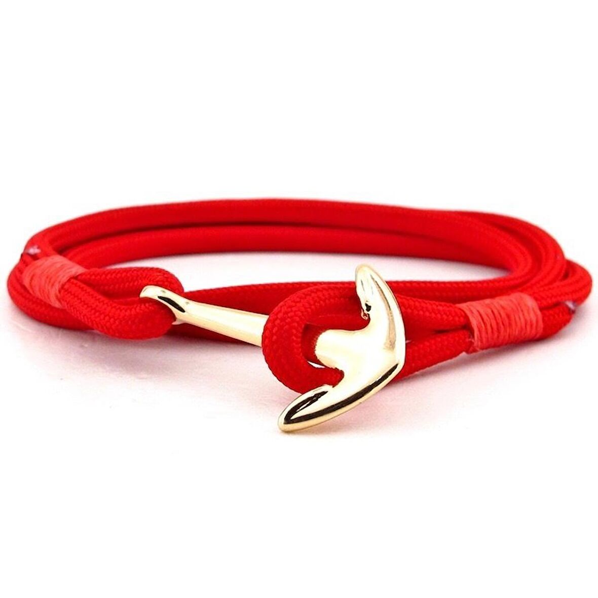 KIRMIZI PARACORD ALTIN RENGİ METAL ÇAPA ERKEK BİLEKLİK BT543