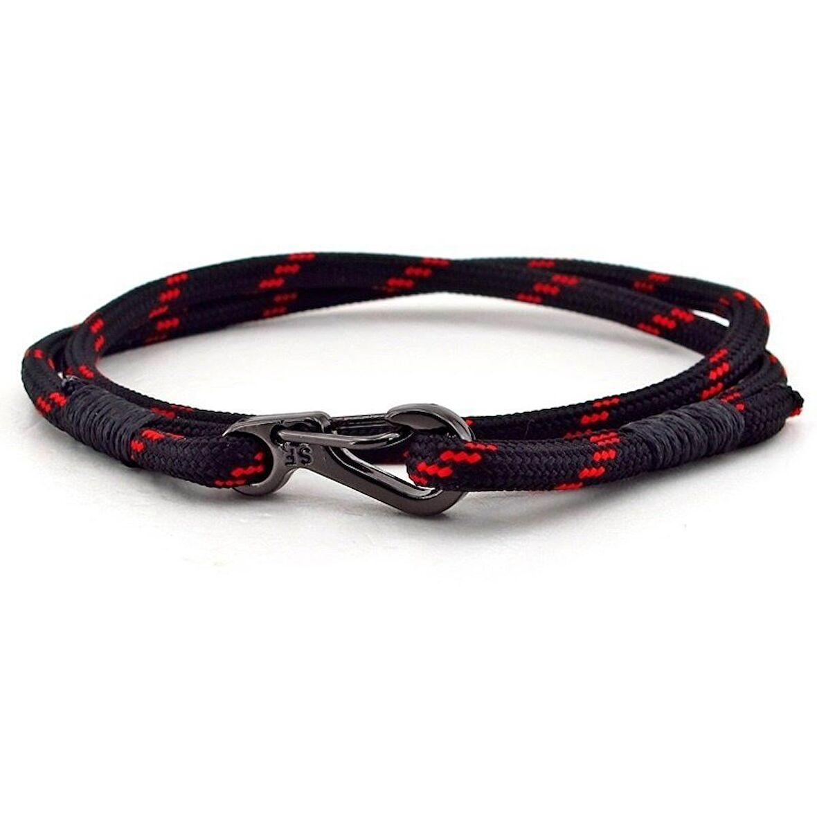 KIRMIZI SİYAH PARACORD METAL KANCALI SARMA ERKEK BİLEKLİK BT544