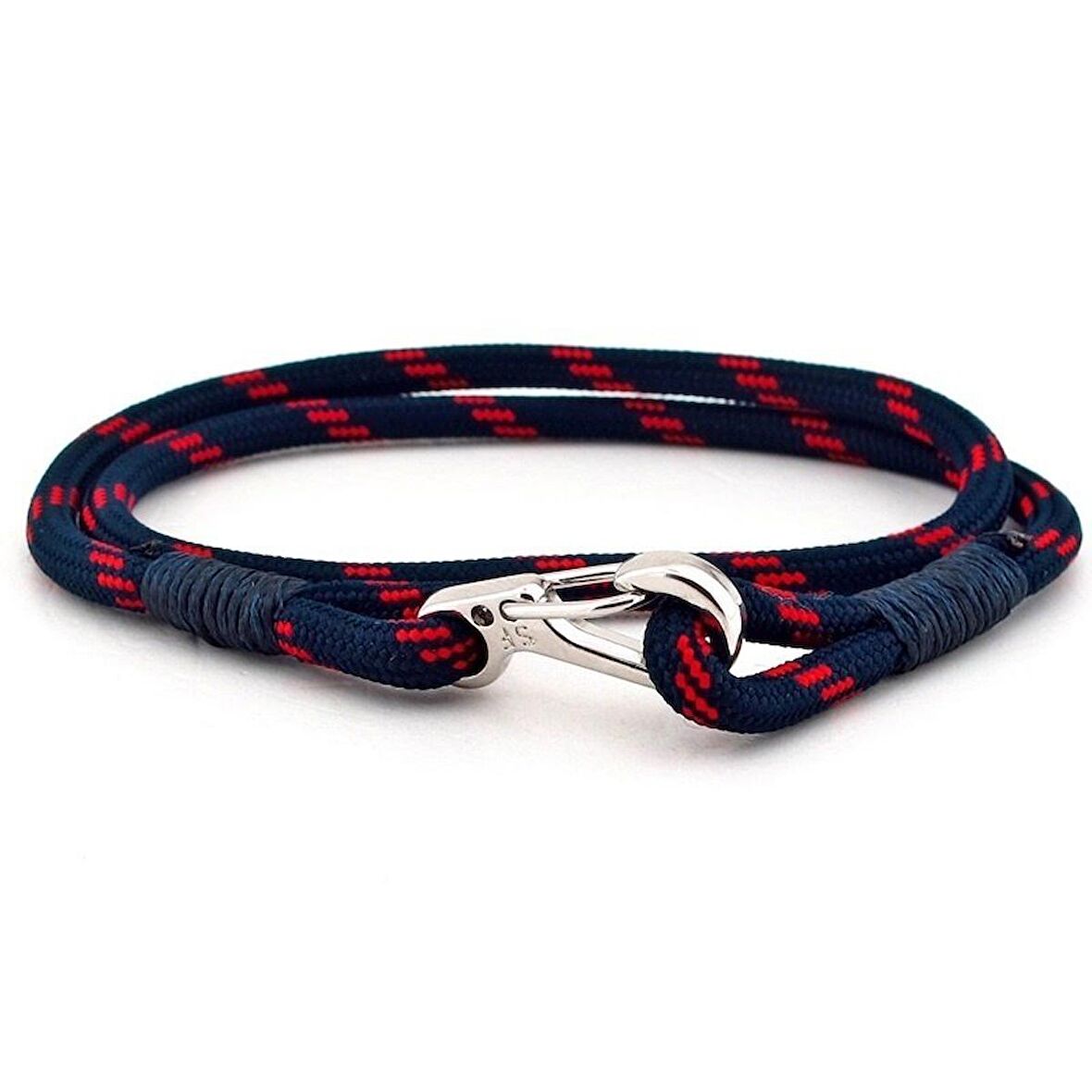 KIRMIZI LACİVERT PARACORD METAL KANCA ERKEK BİLEKLİK BT549